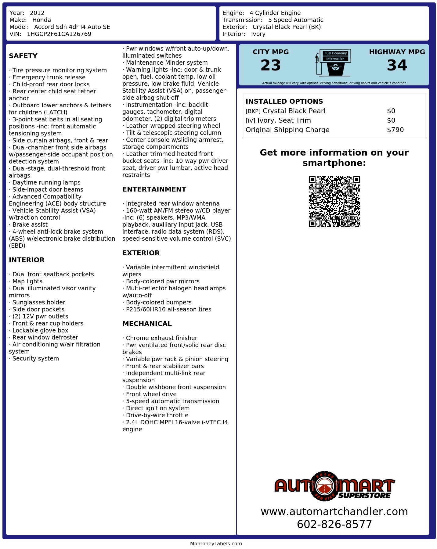 Monroney Label