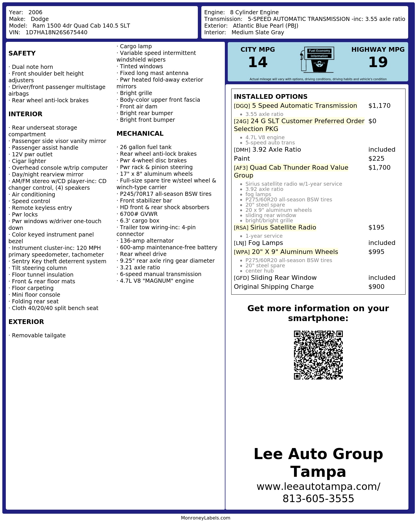 Monroney Label