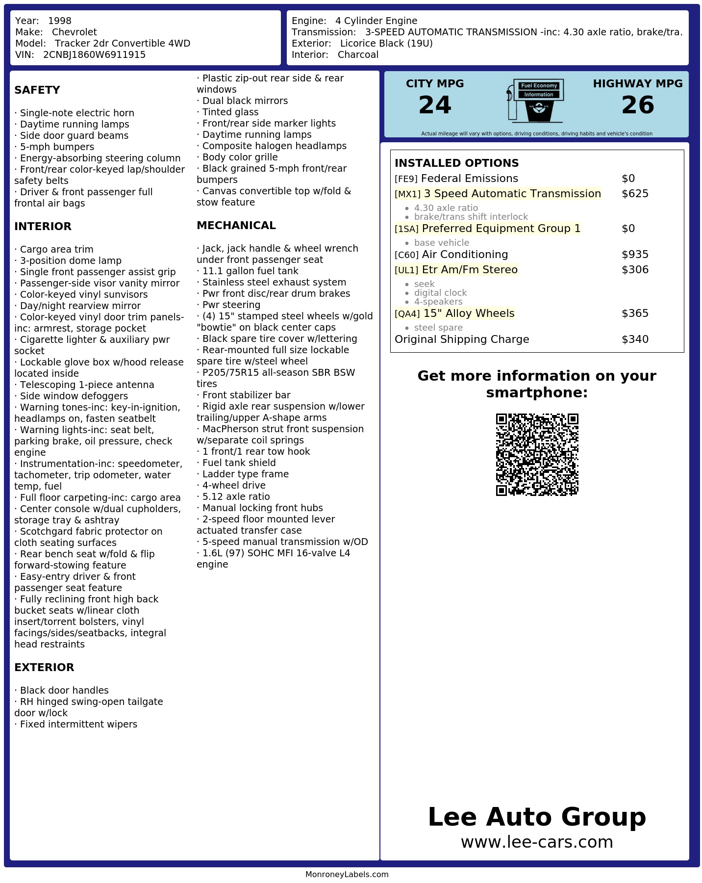 Monroney Label