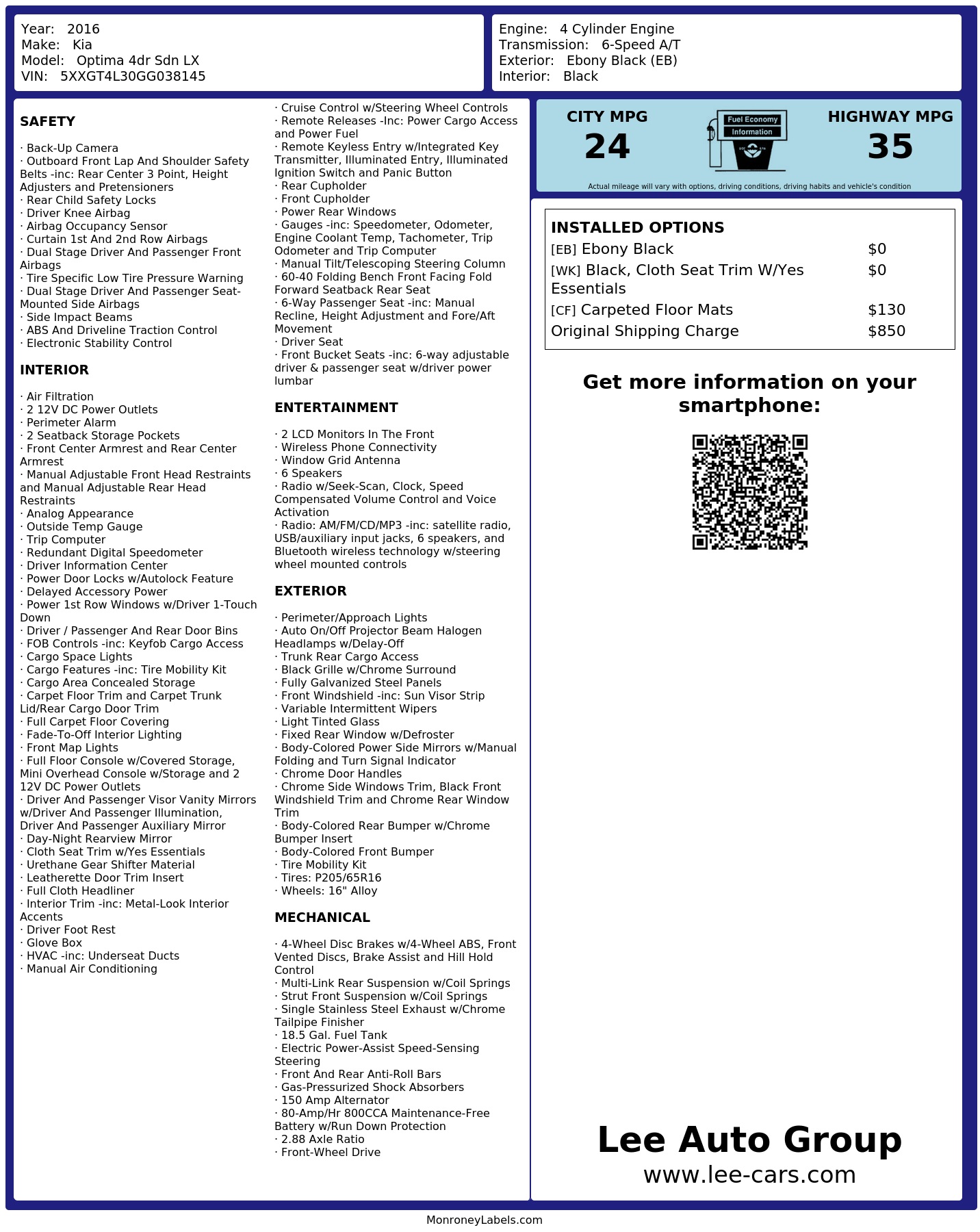 Monroney Label