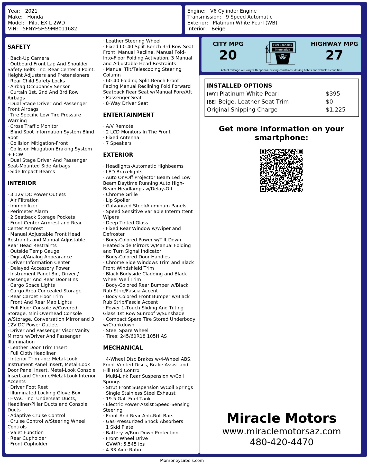 Monroney Label