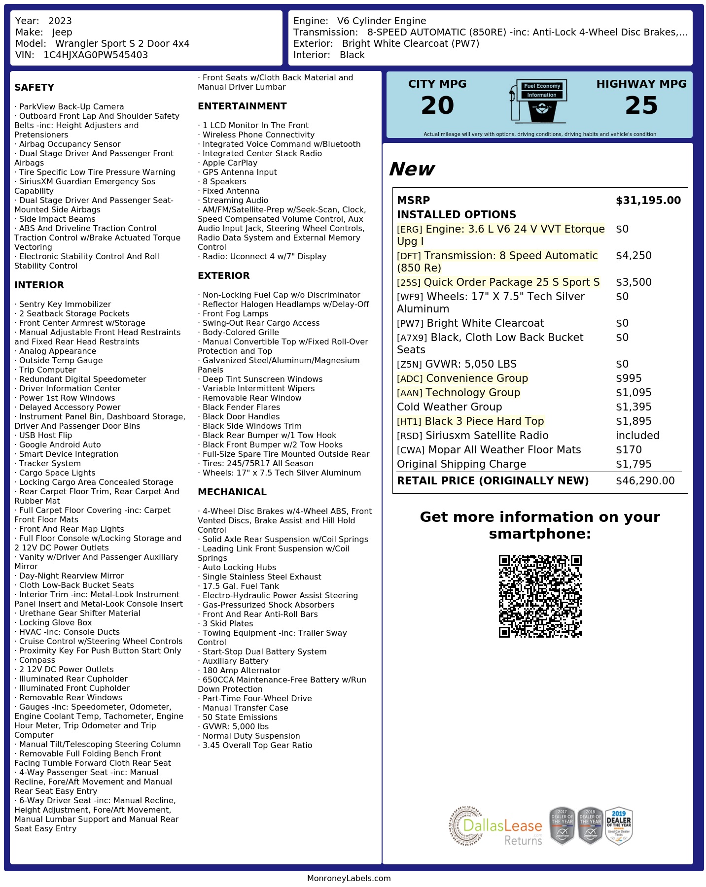 Monroney Label