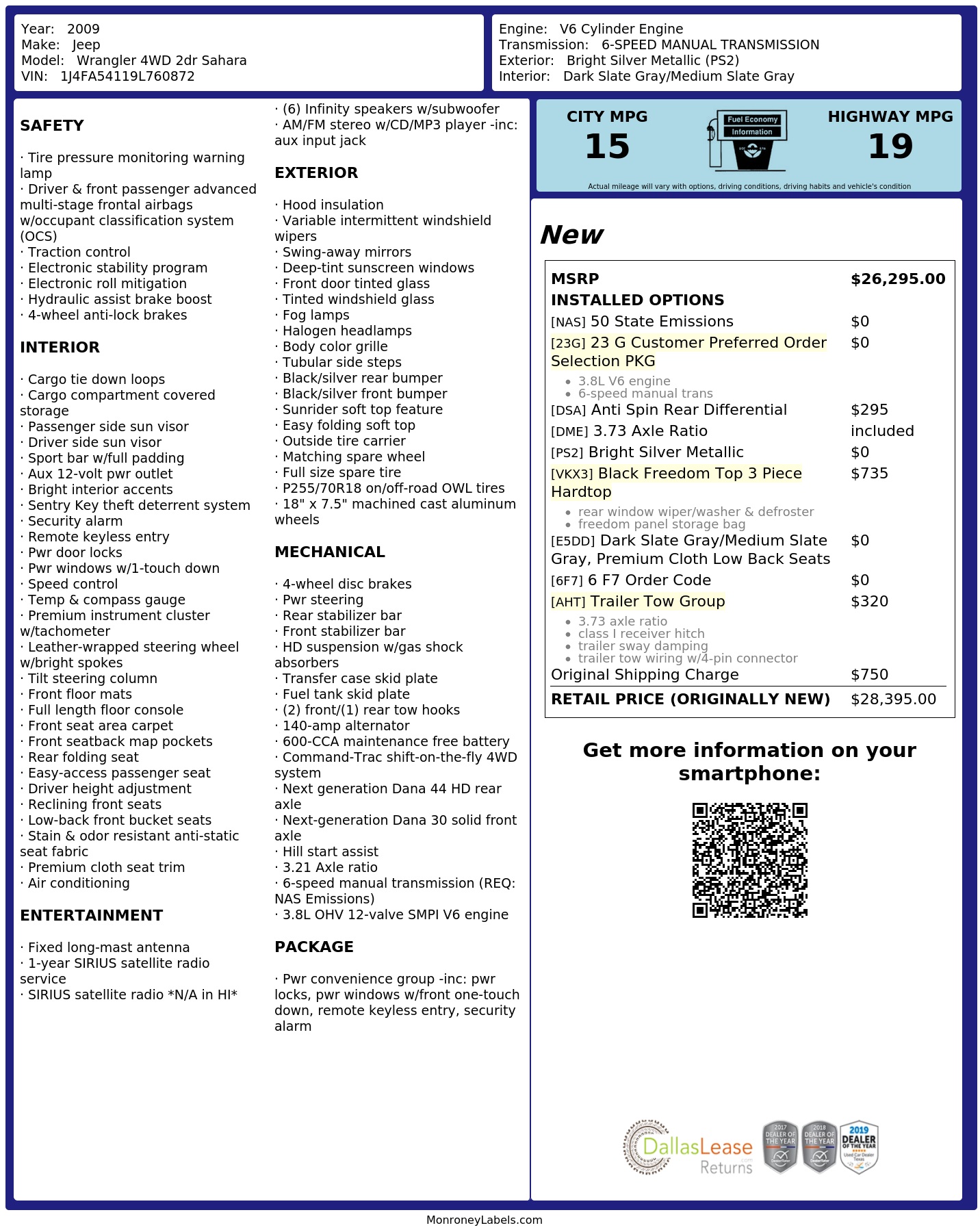 Monroney Label
