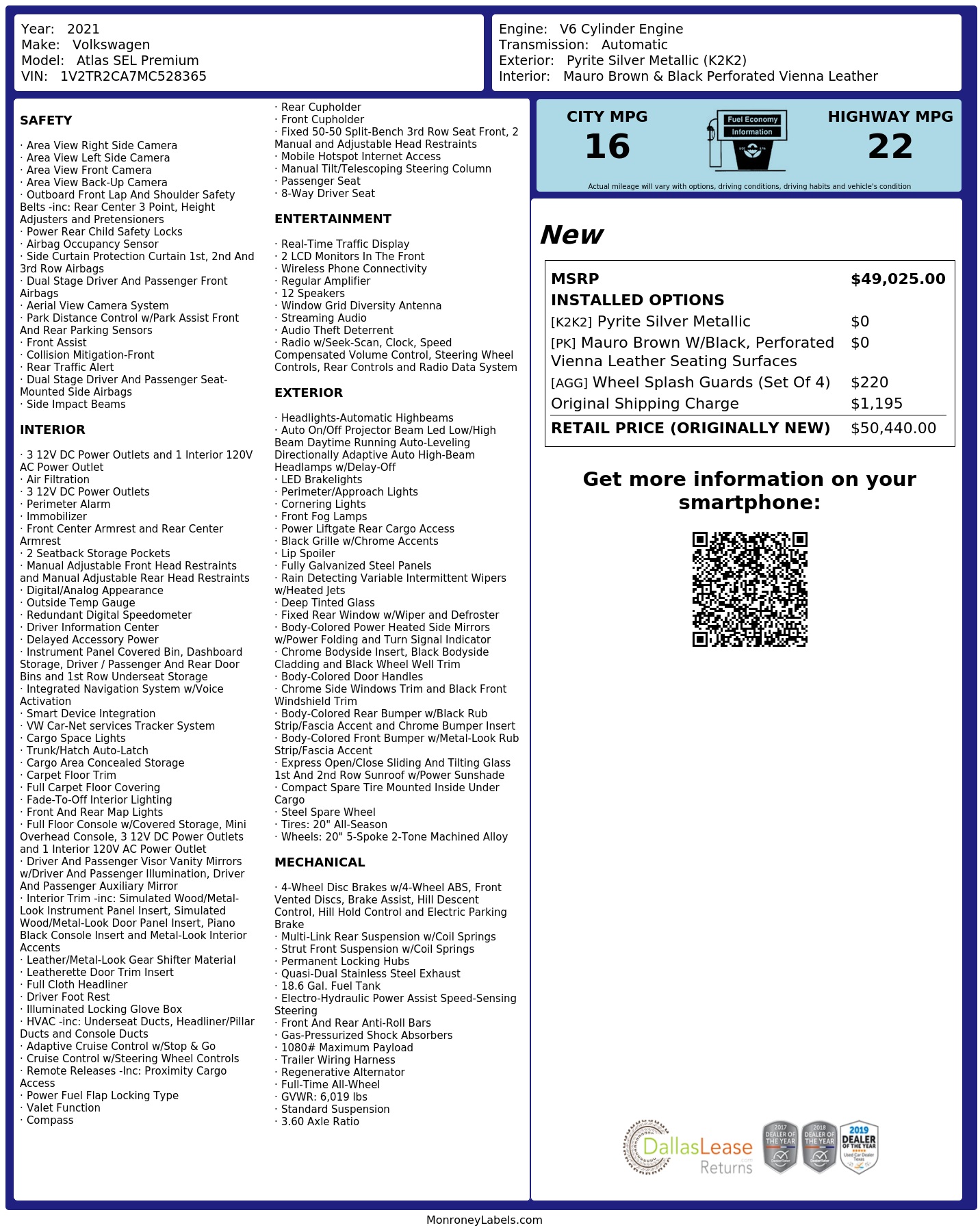 Monroney Label