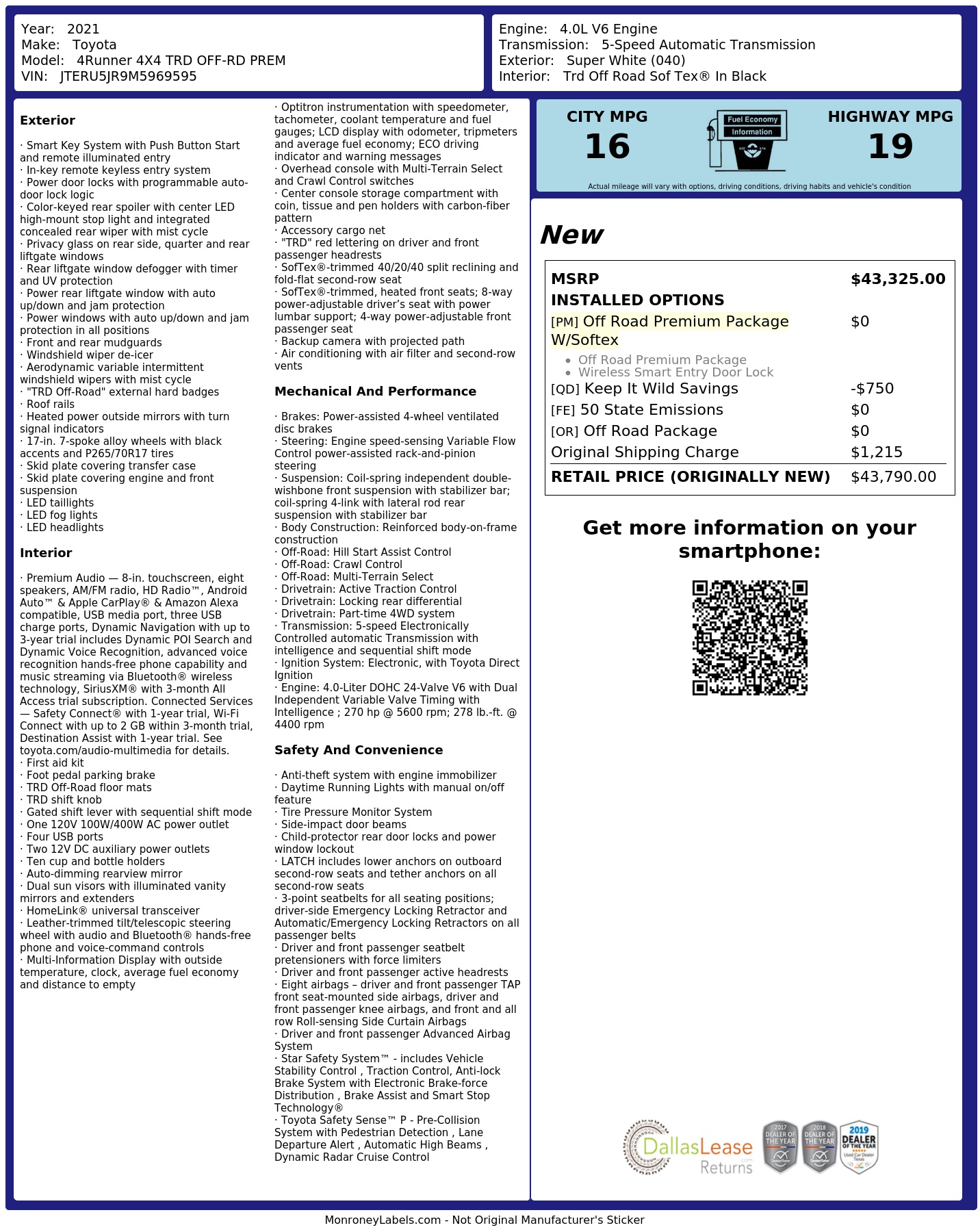 Monroney Label