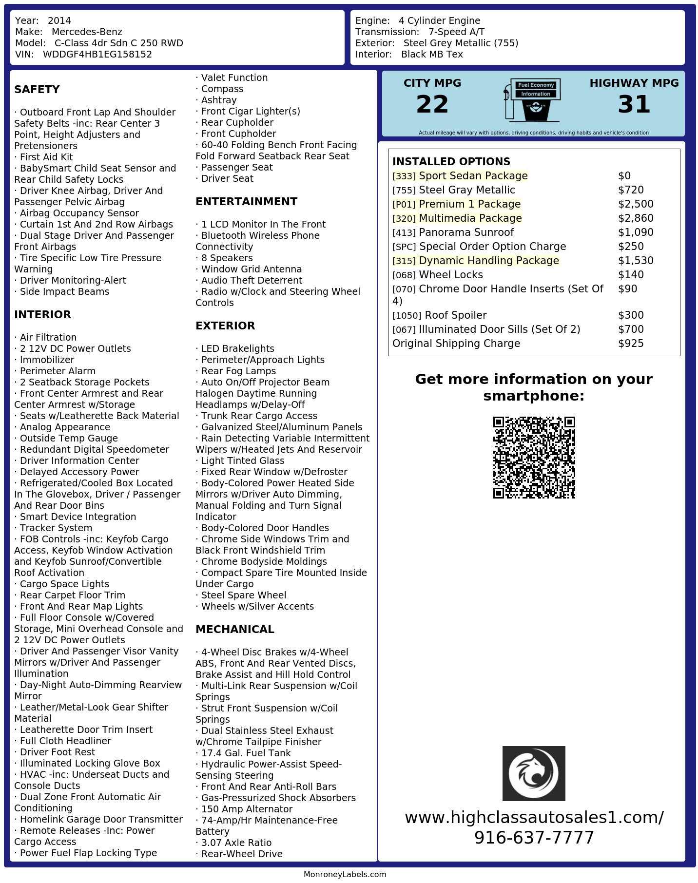 Monroney Label