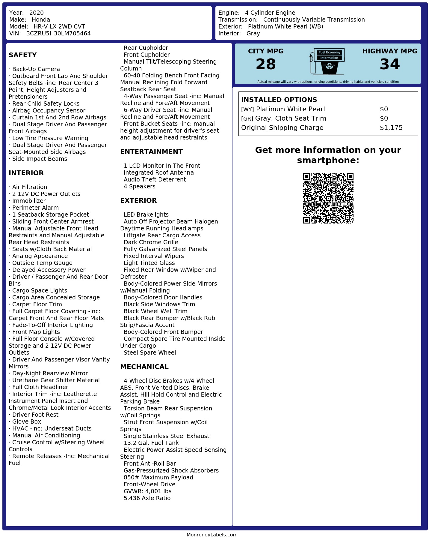 Monroney Label
