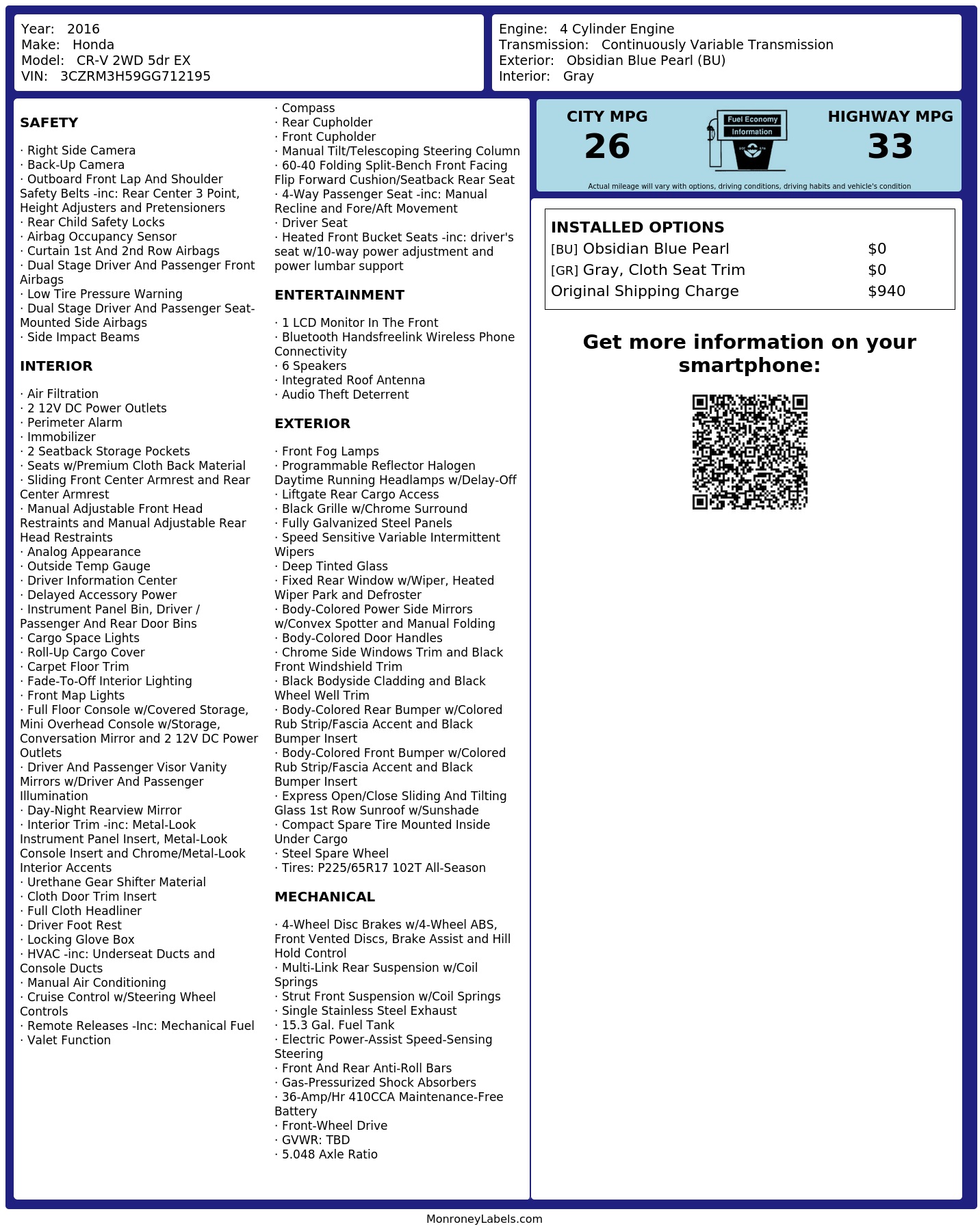 Monroney Label