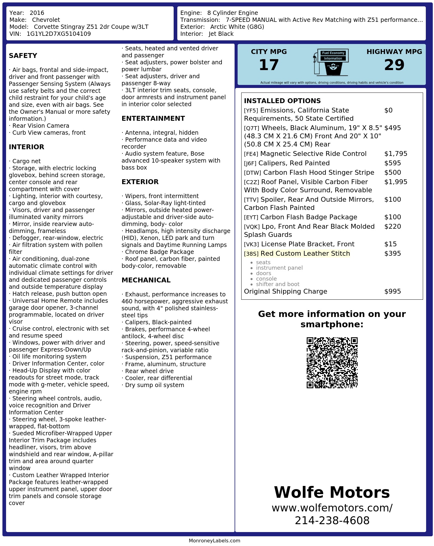 Monroney Label
