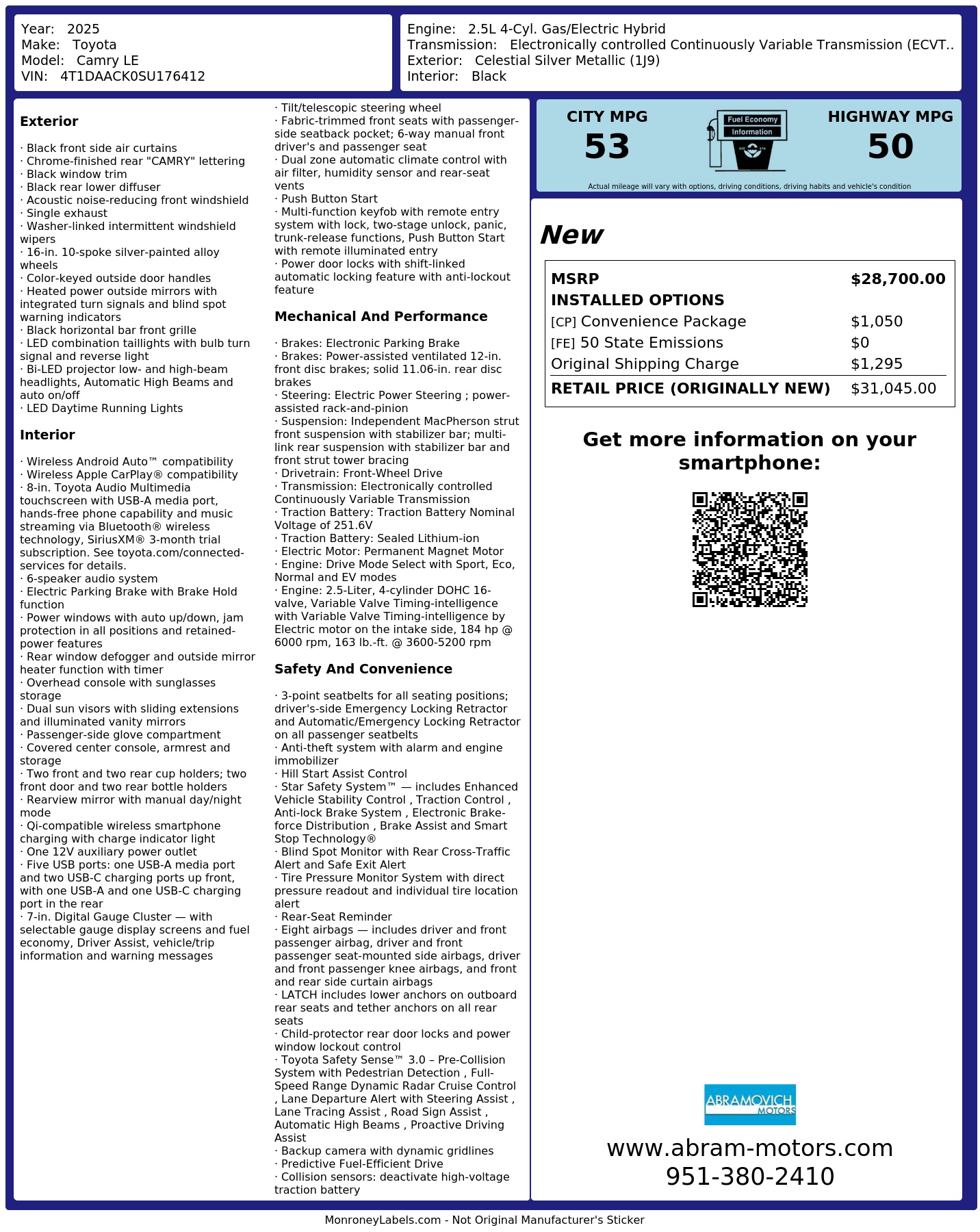 Monroney Label