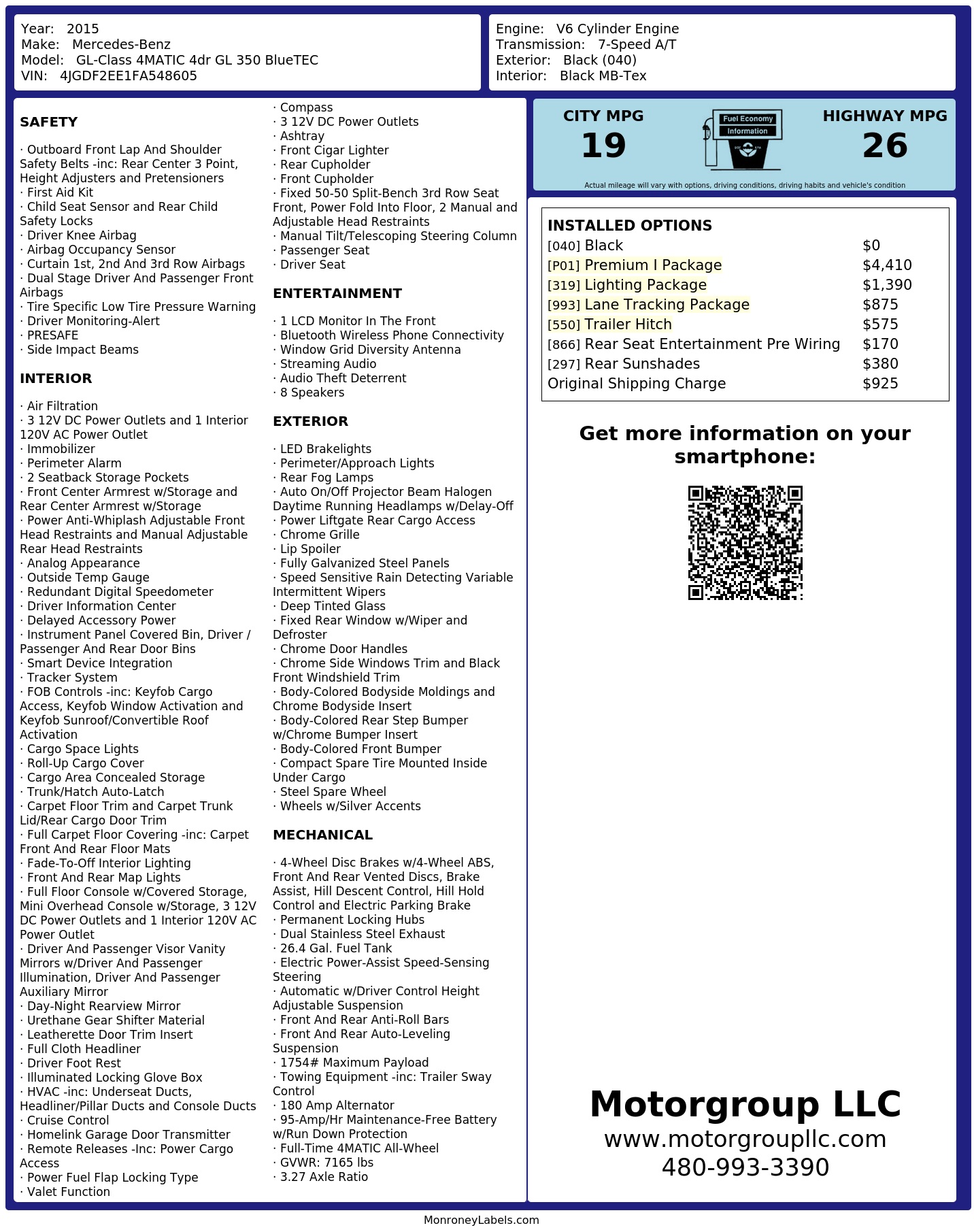 Monroney Label