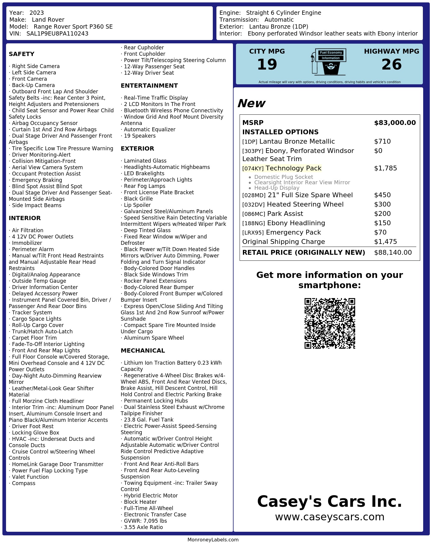 Monroney Label