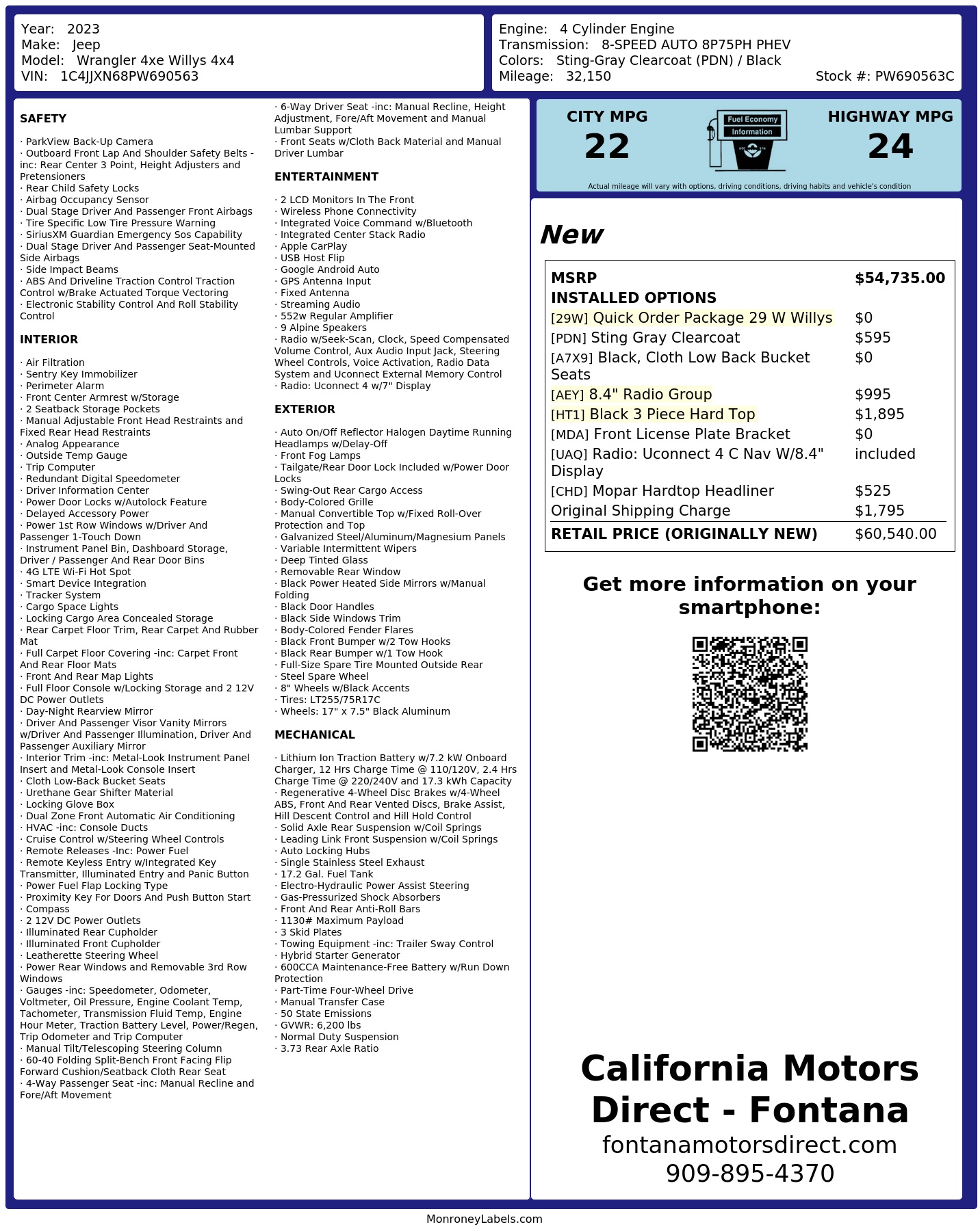 Monroney Label
