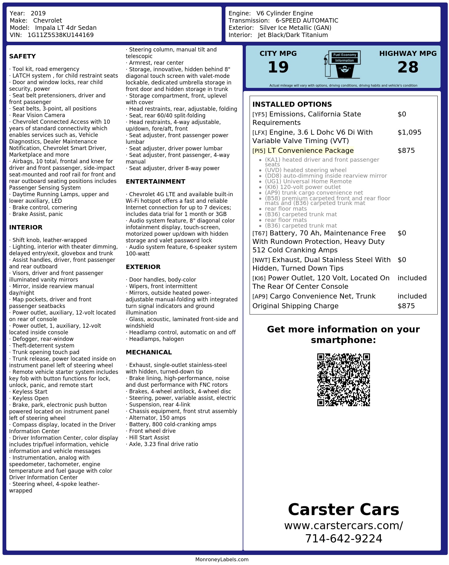 Monroney Label