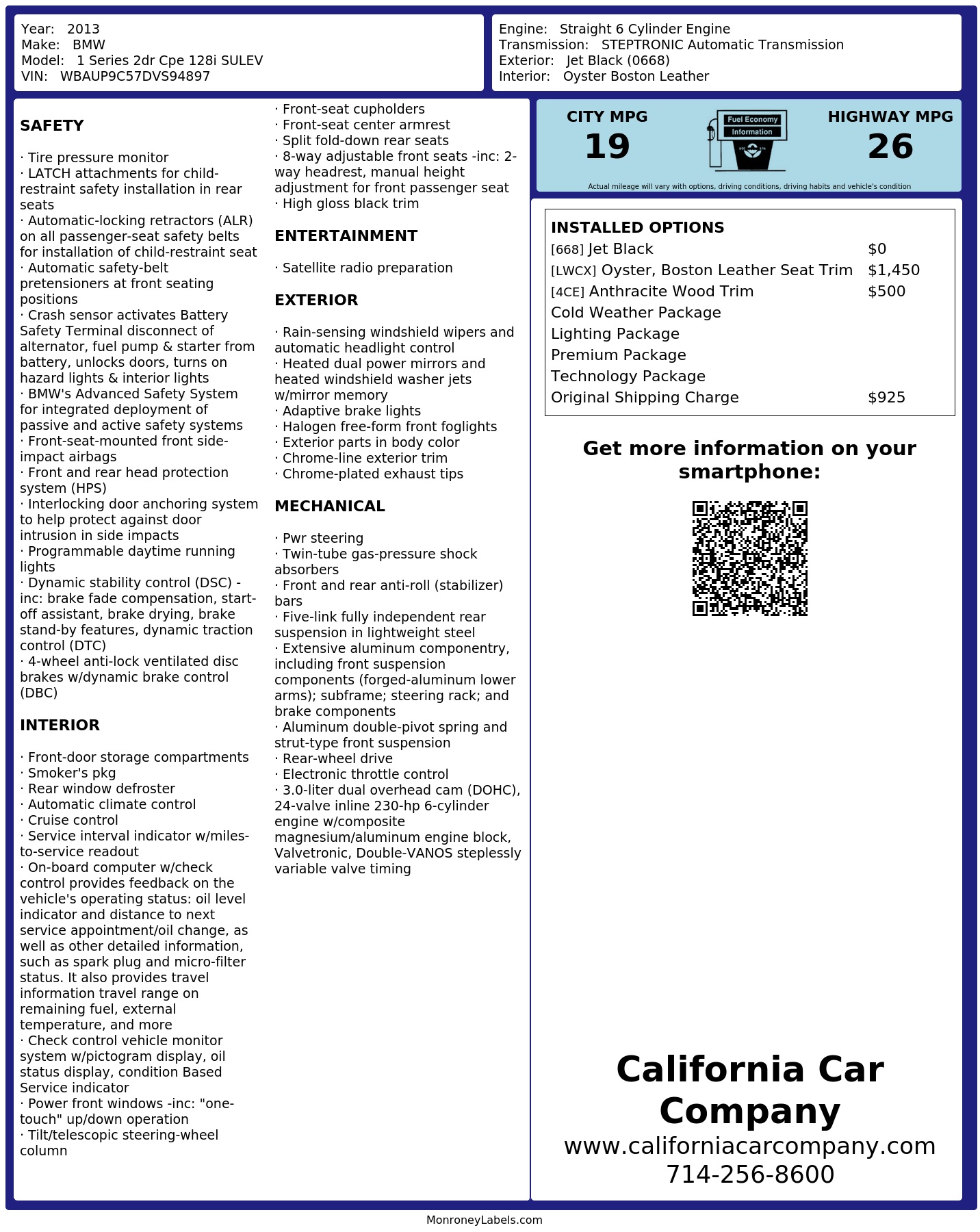 Monroney Label