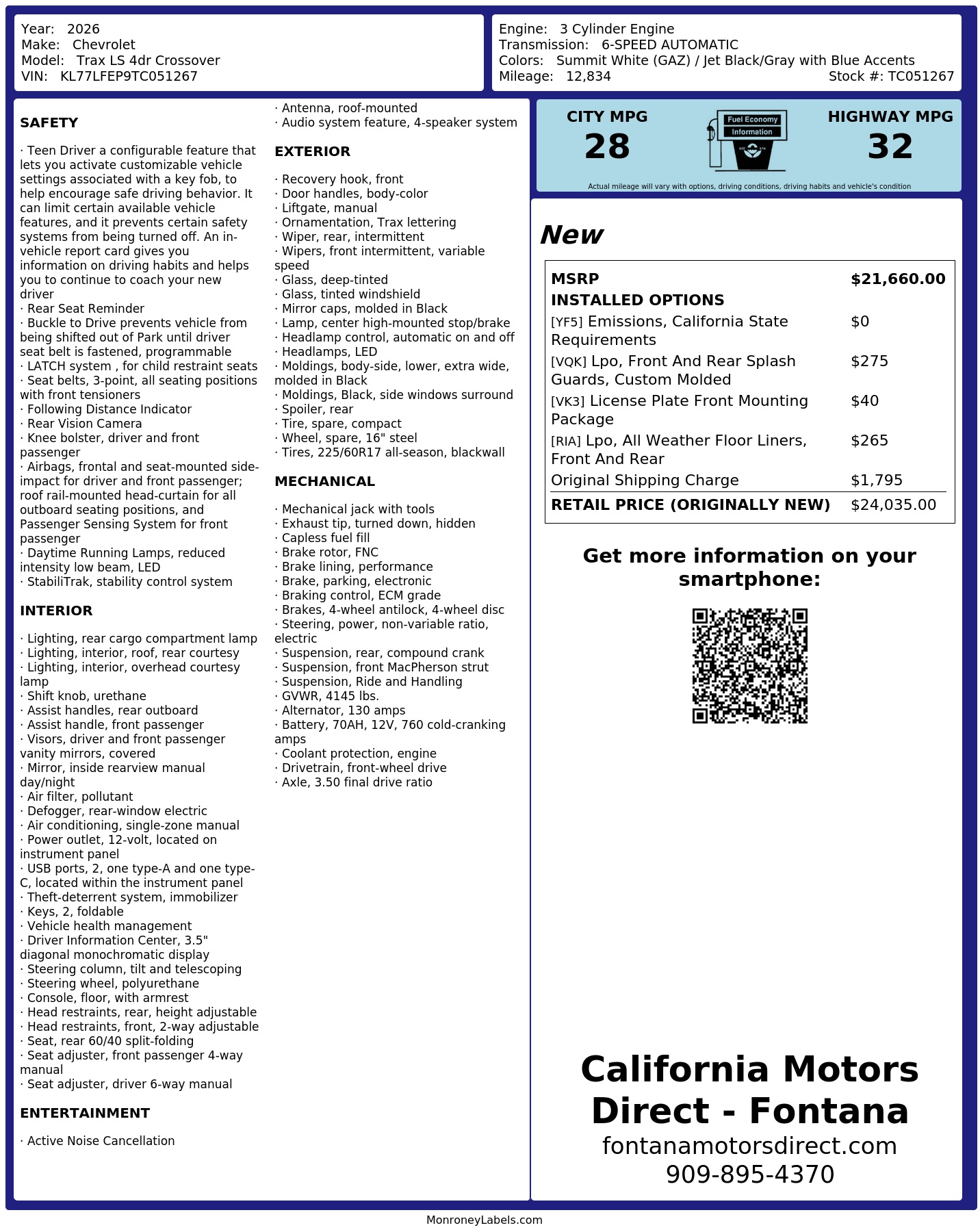 Monroney Label