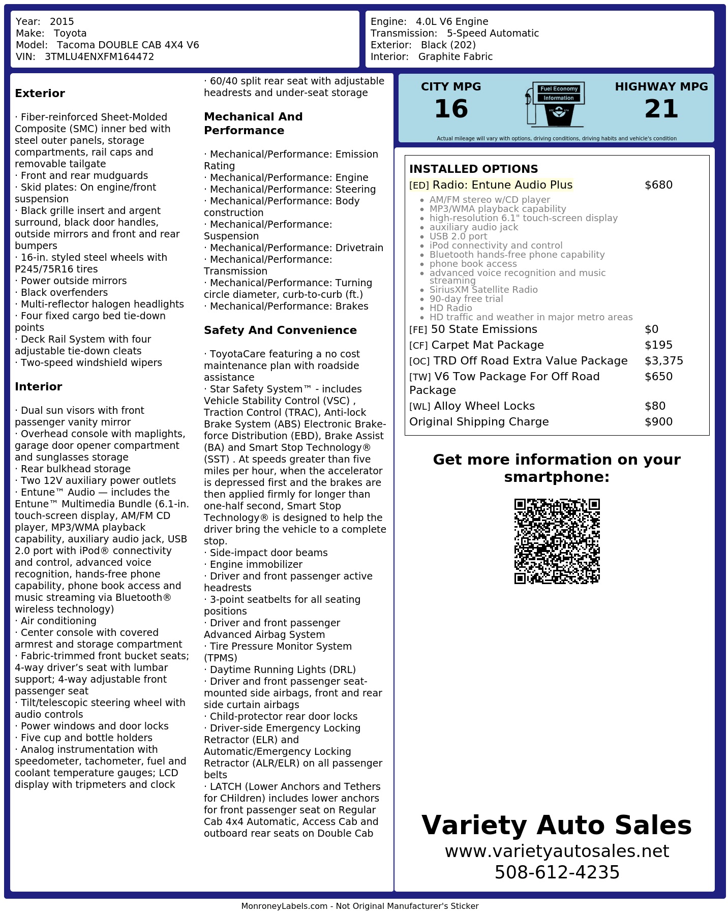 Monroney Label