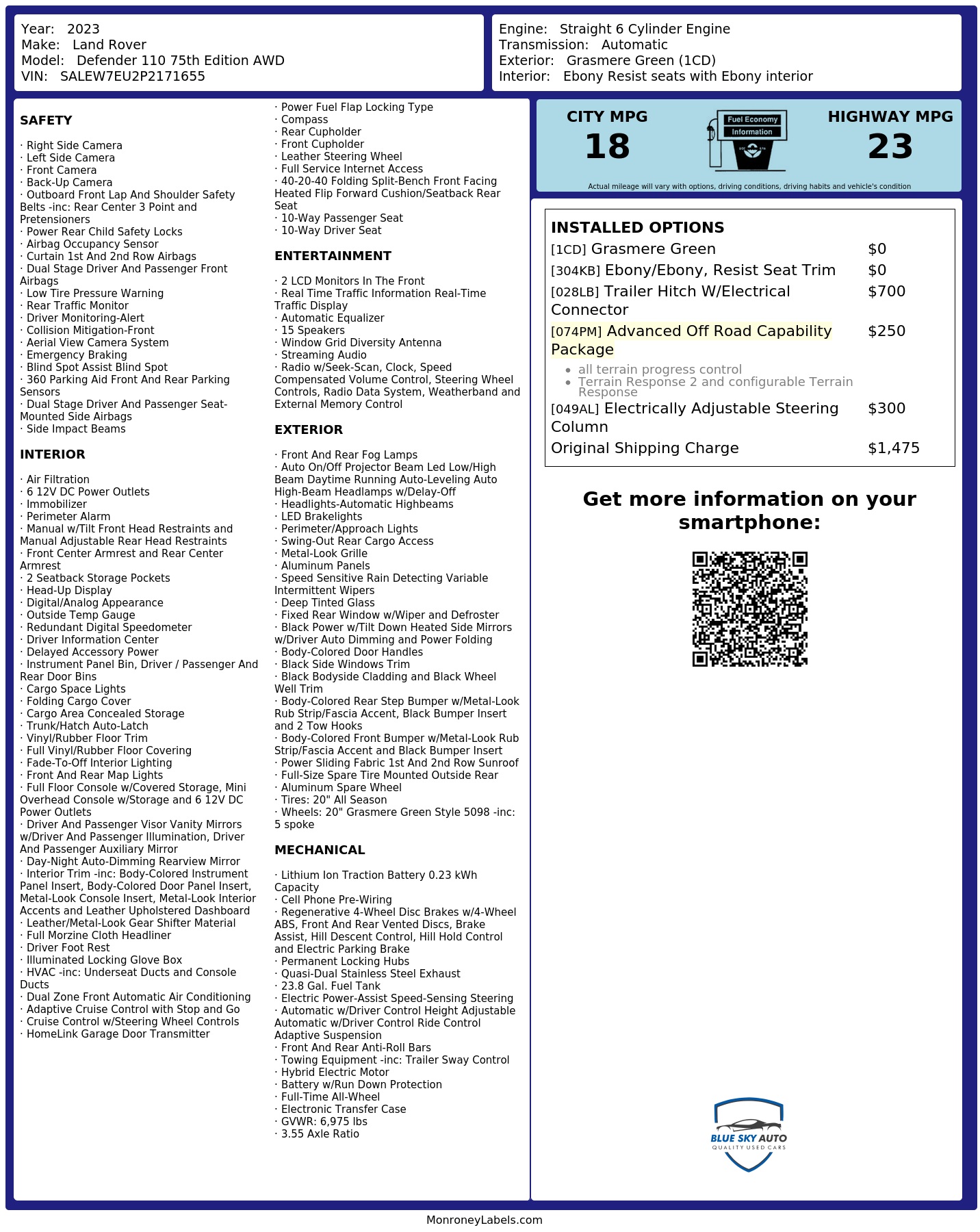 Monroney Label