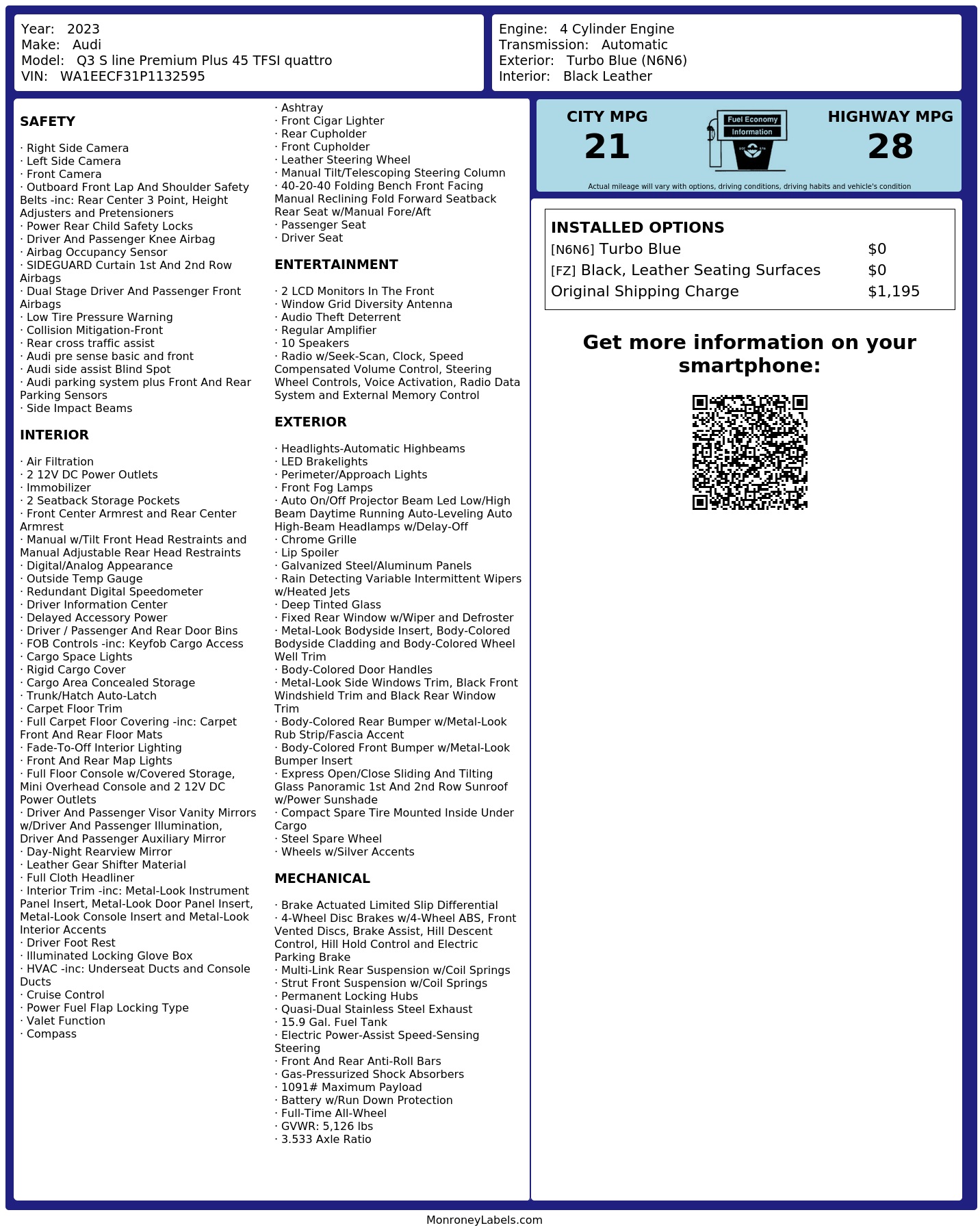 Monroney Label