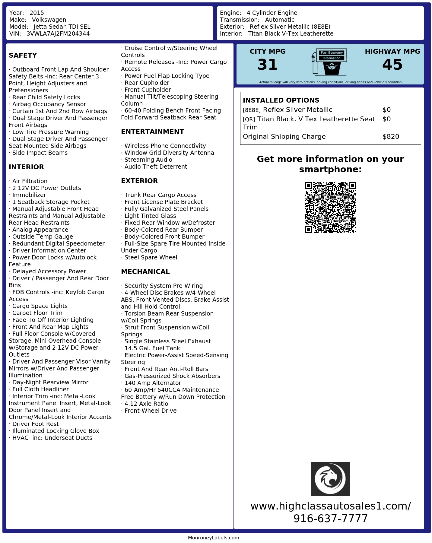 Monroney Label