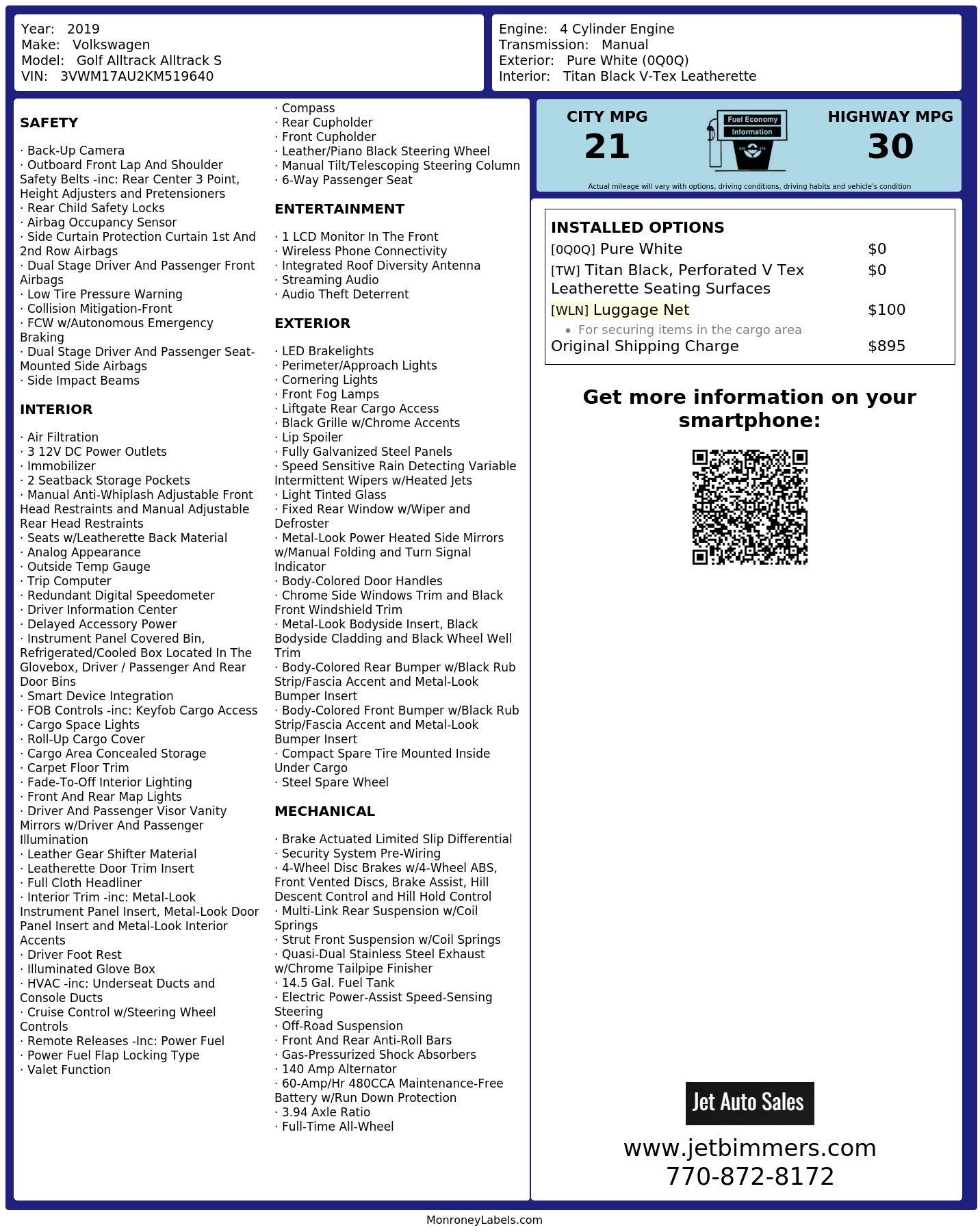 Monroney Label