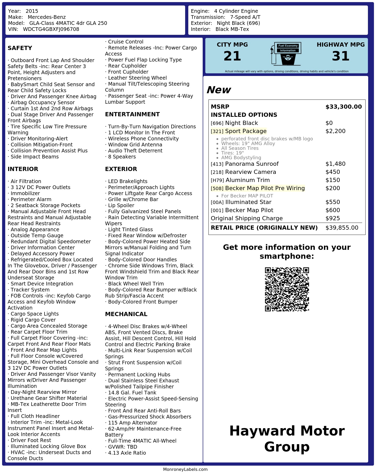 Monroney Label