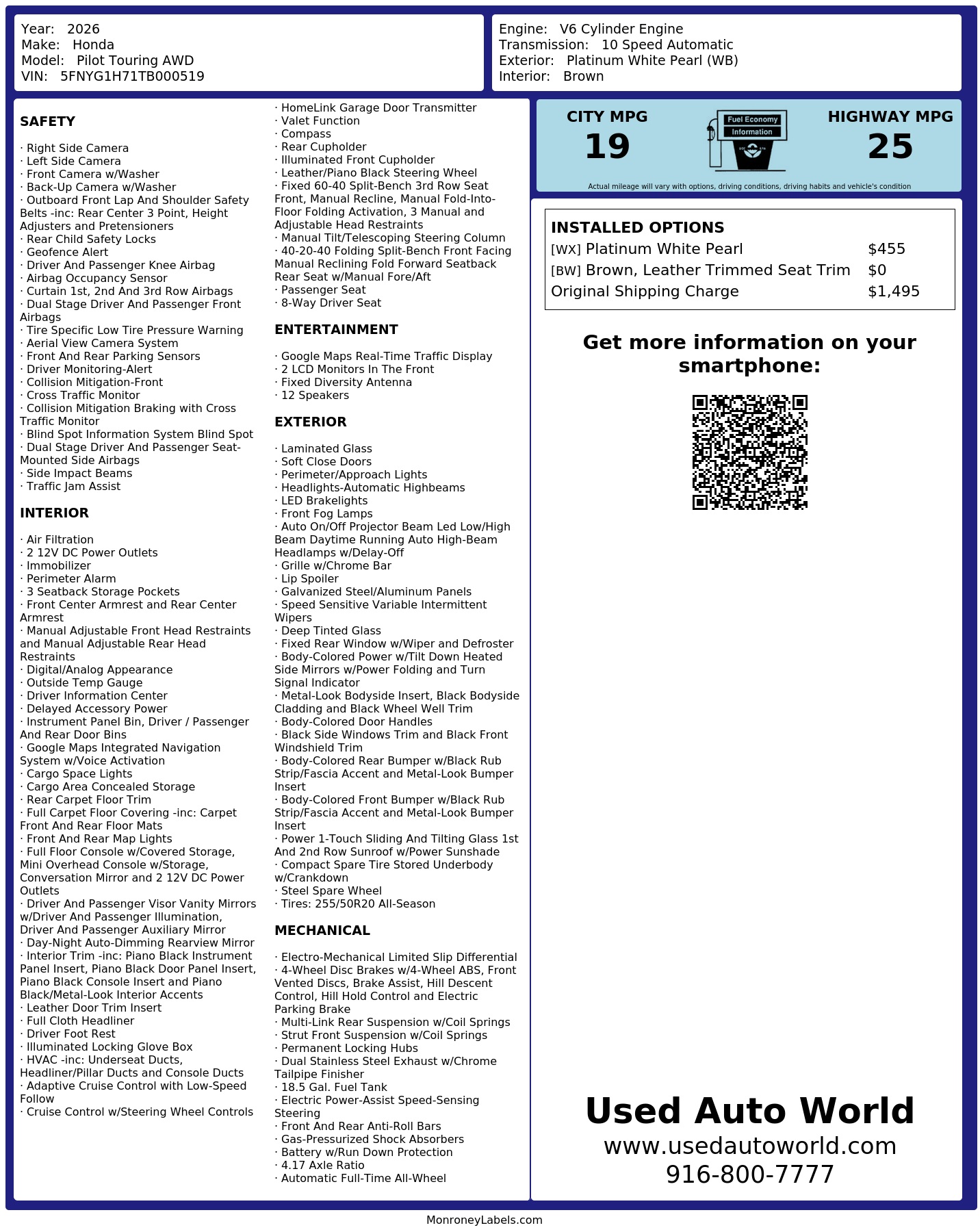 Monroney Label