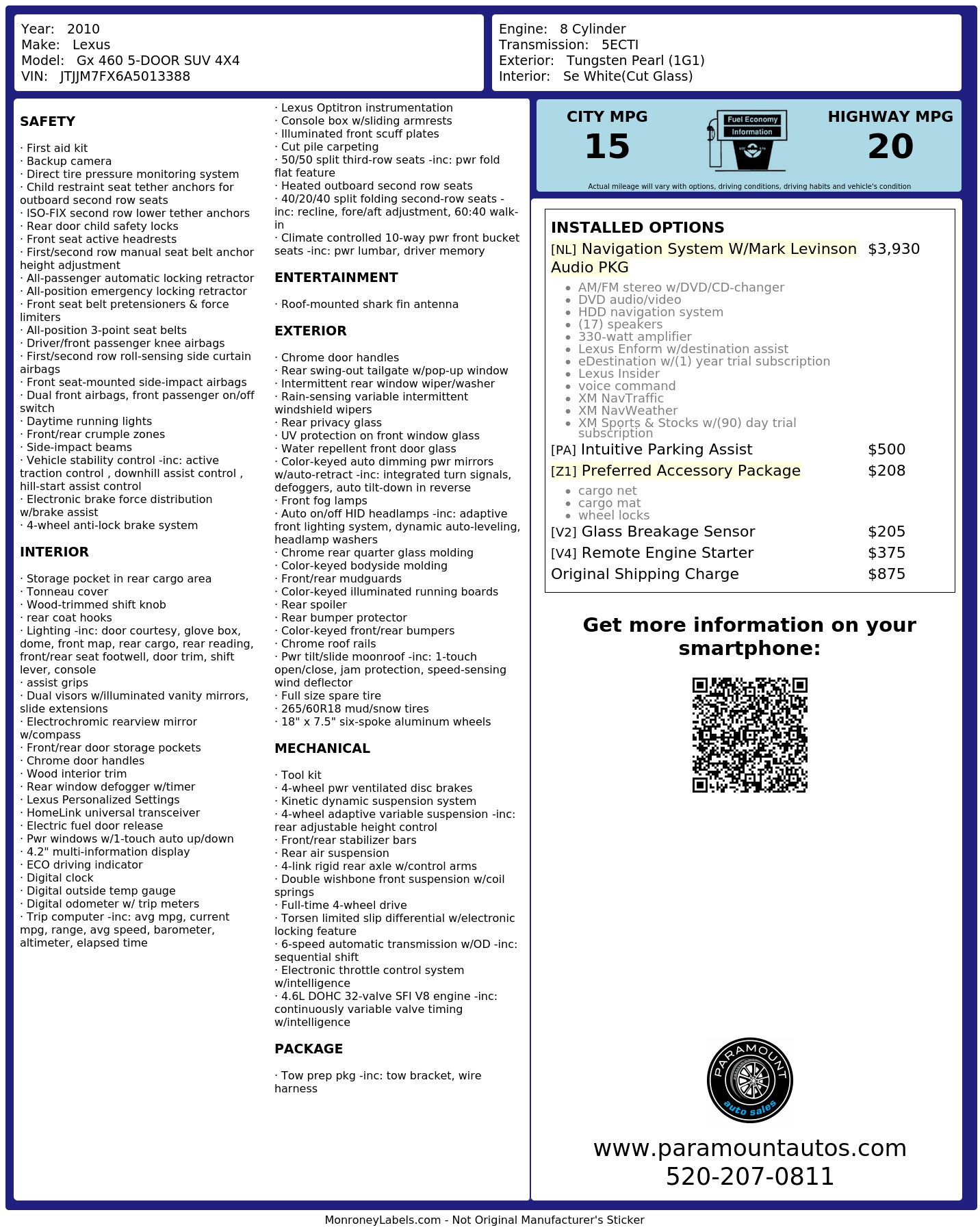 Monroney Label