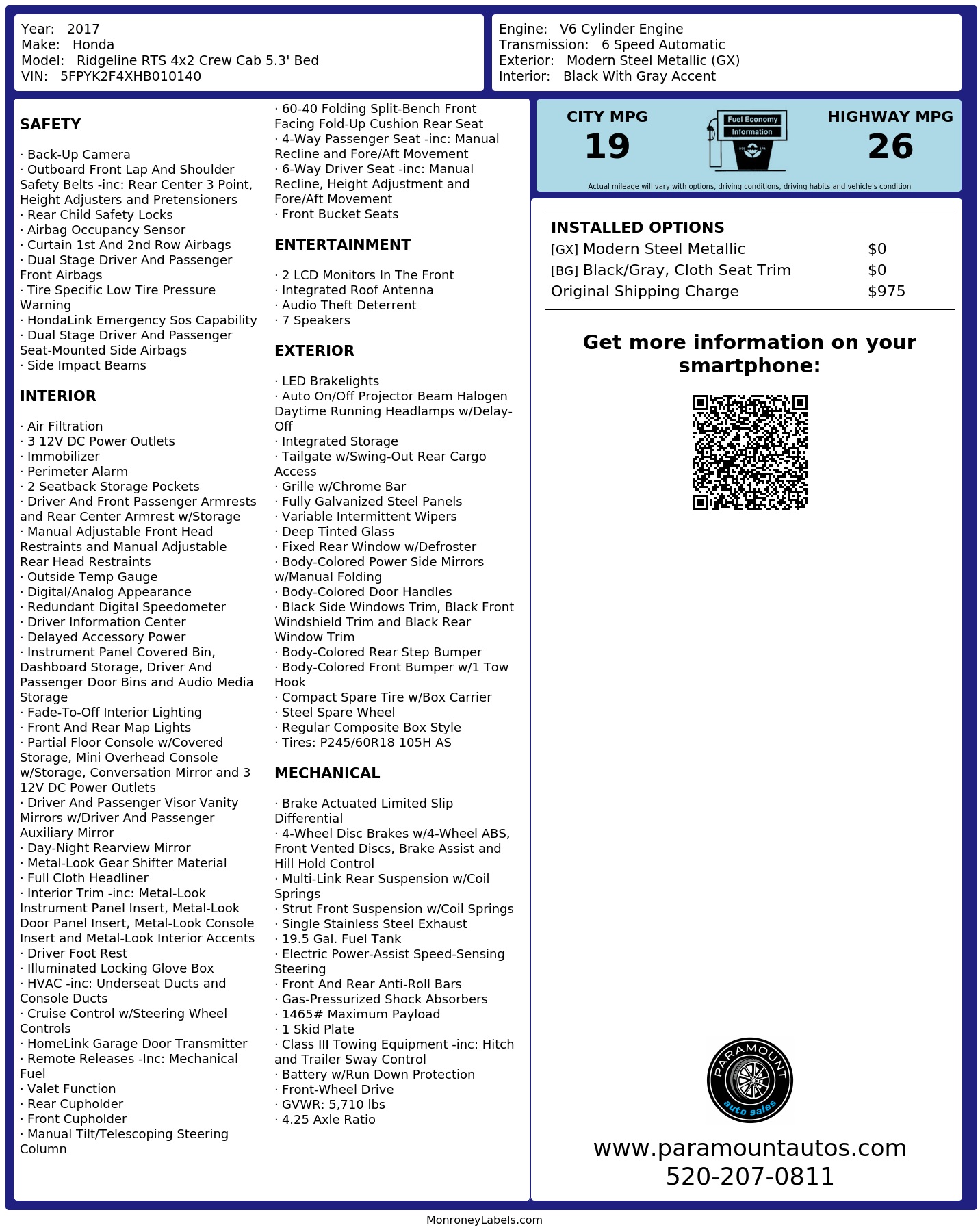 Monroney Label