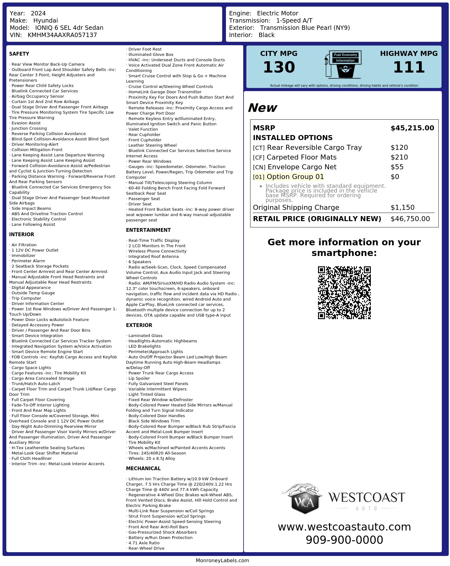 Monroney Label