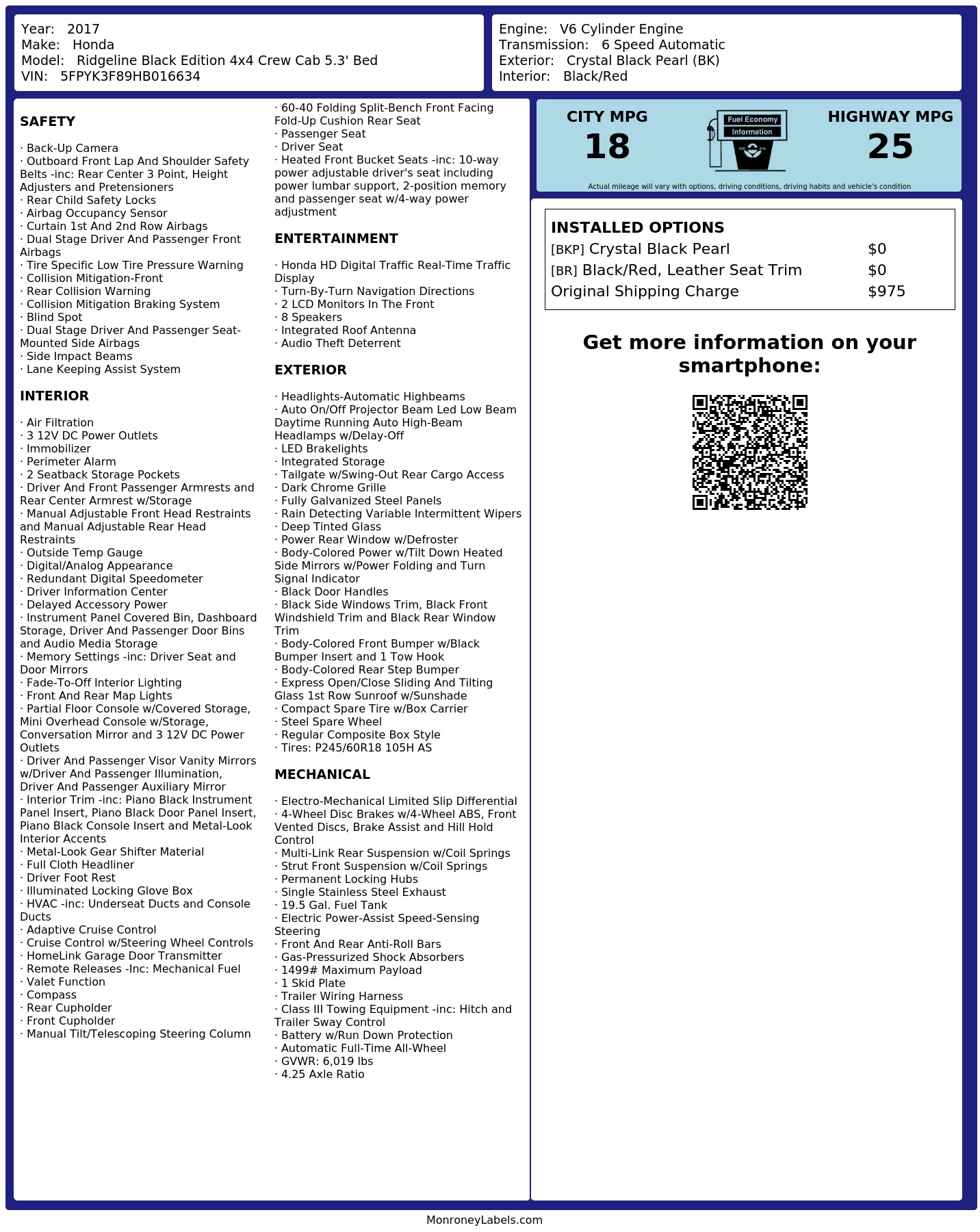 Monroney Label
