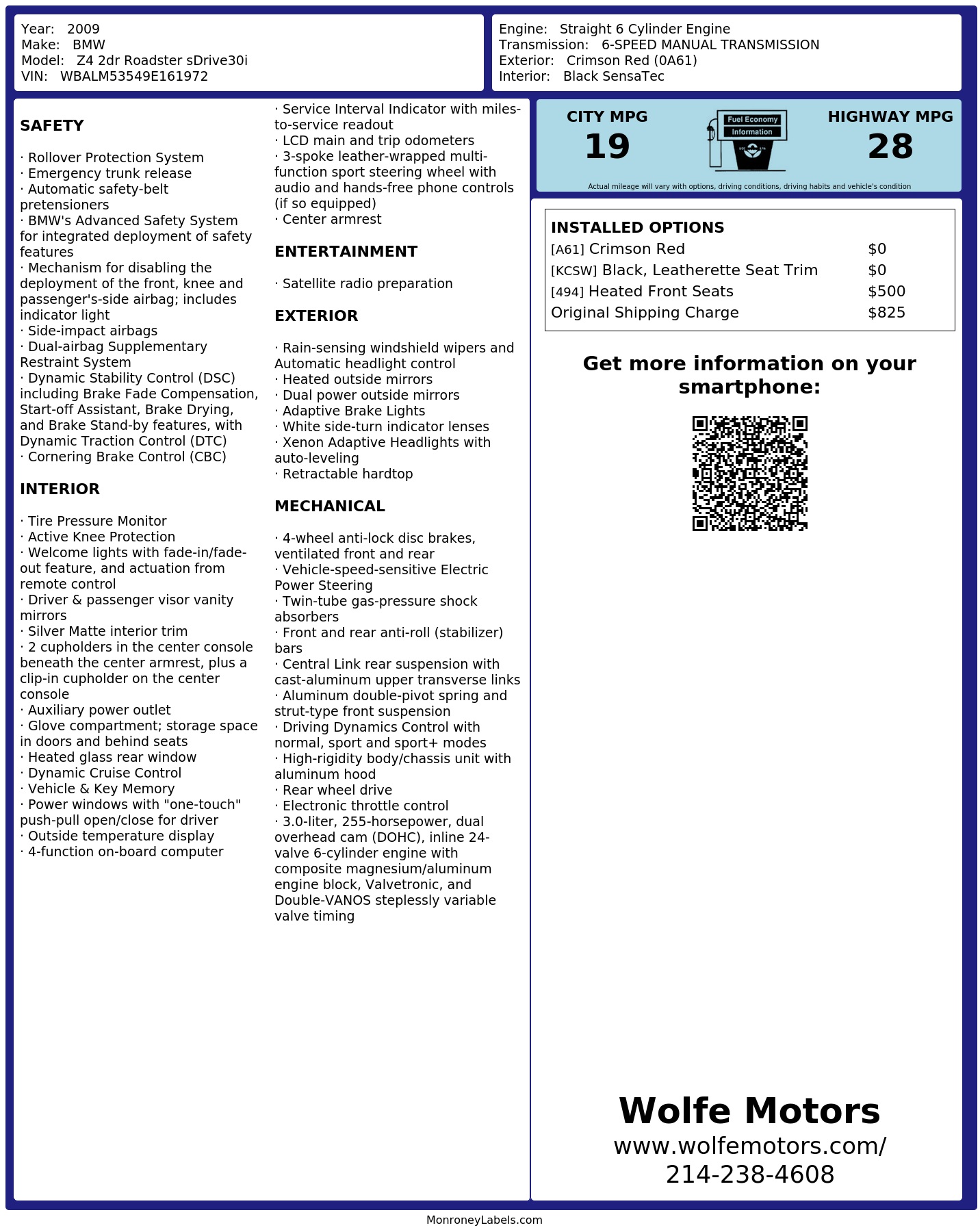 Monroney Label