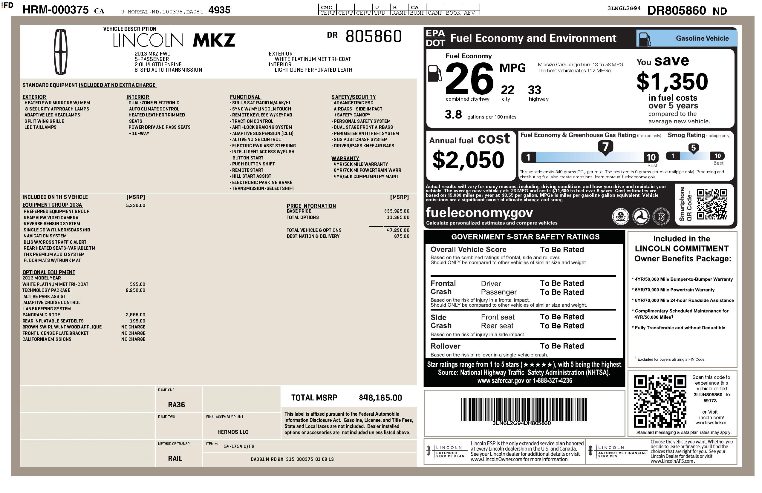 Monroney Label