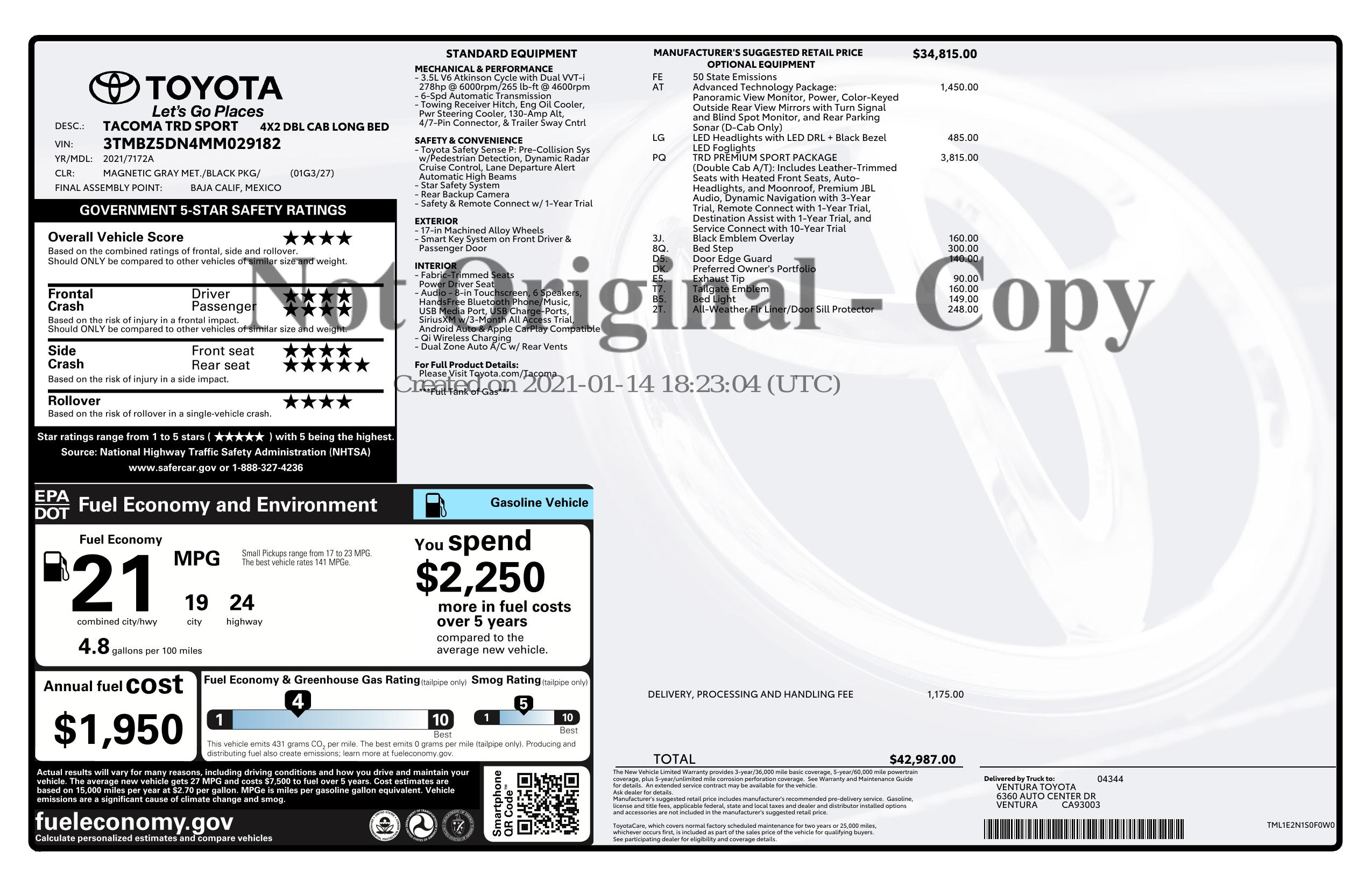 Monroney Label