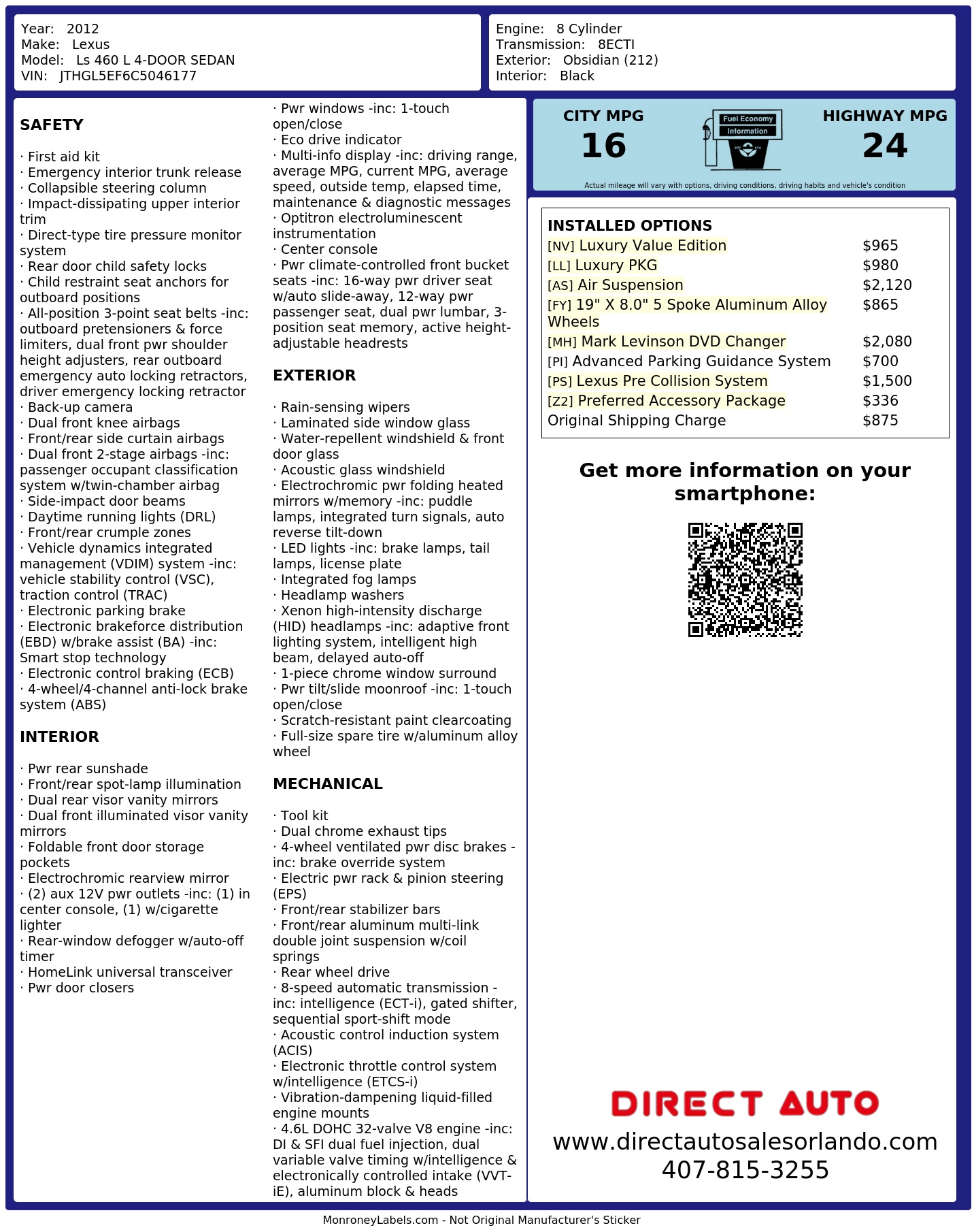 Monroney Label