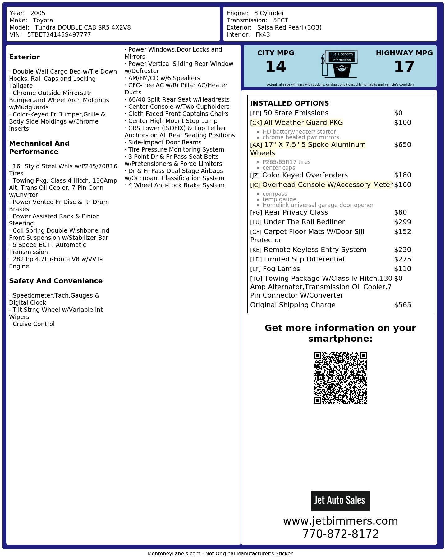 Monroney Label