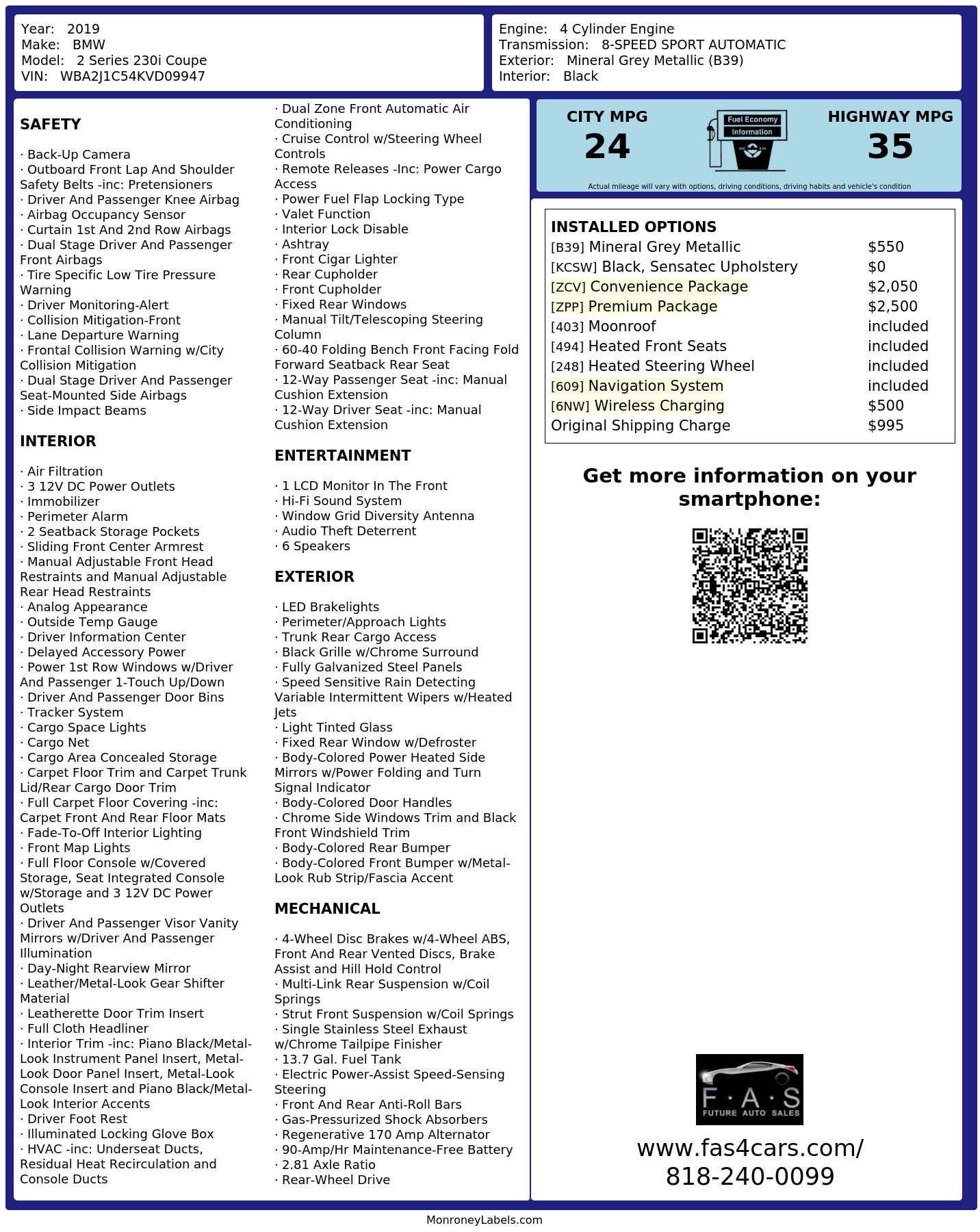 Monroney Label