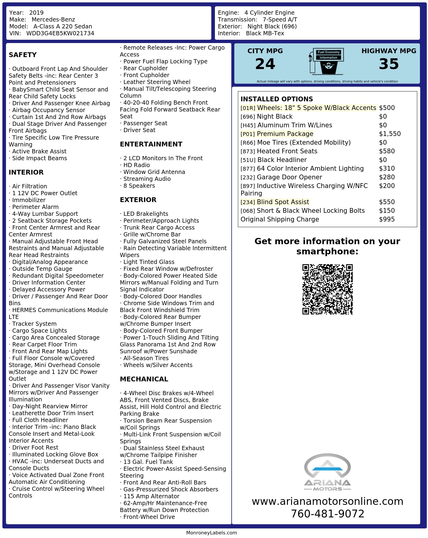 Monroney Label