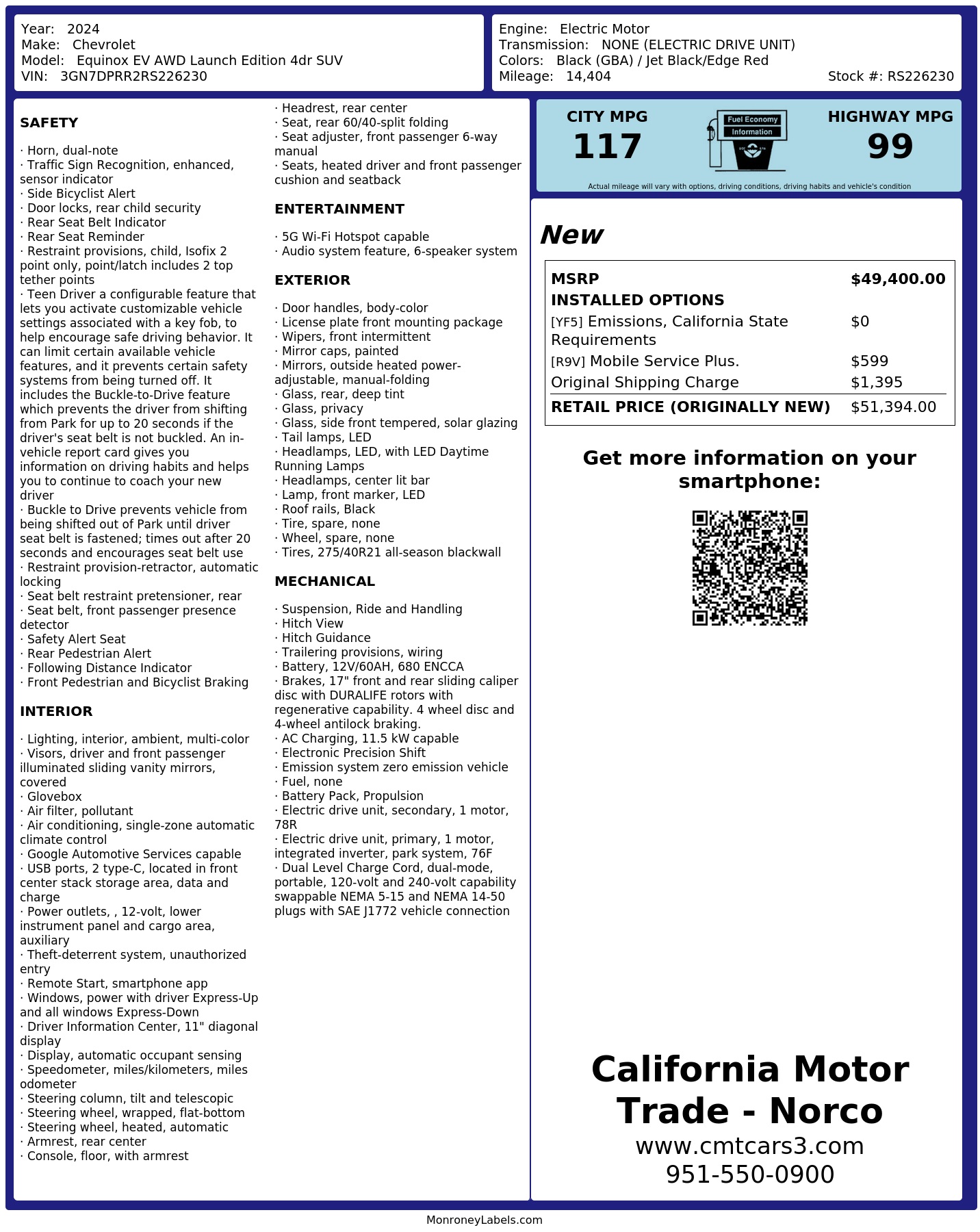 Monroney Label