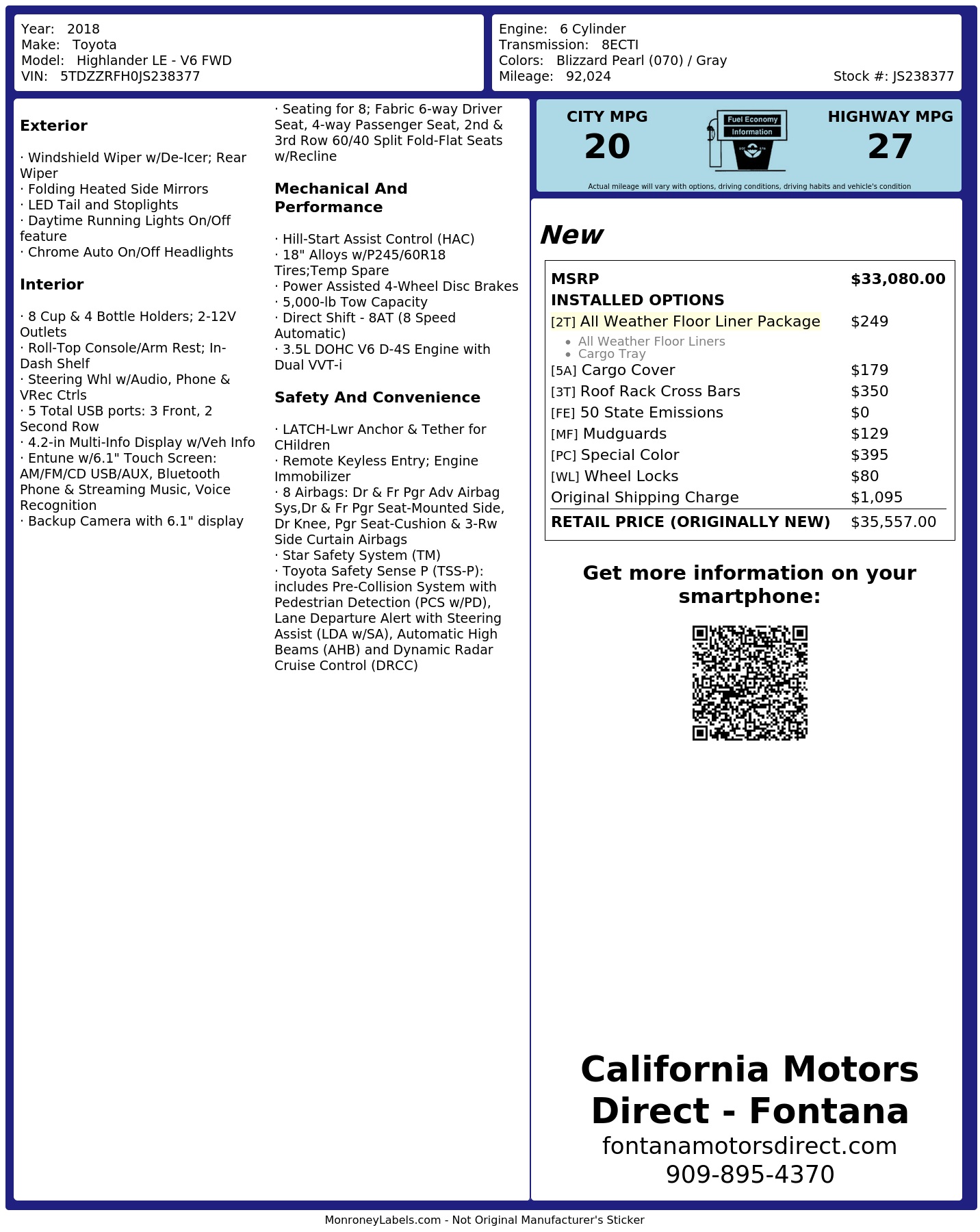 Monroney Label