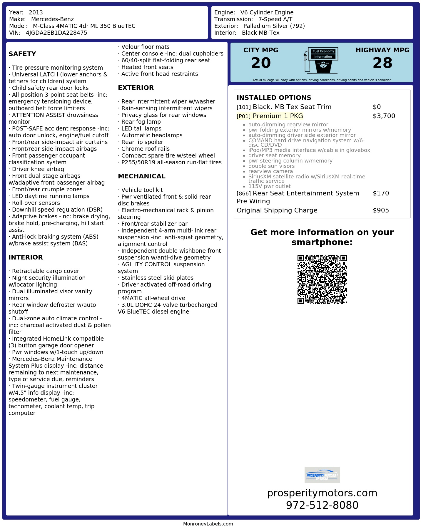 Monroney Label