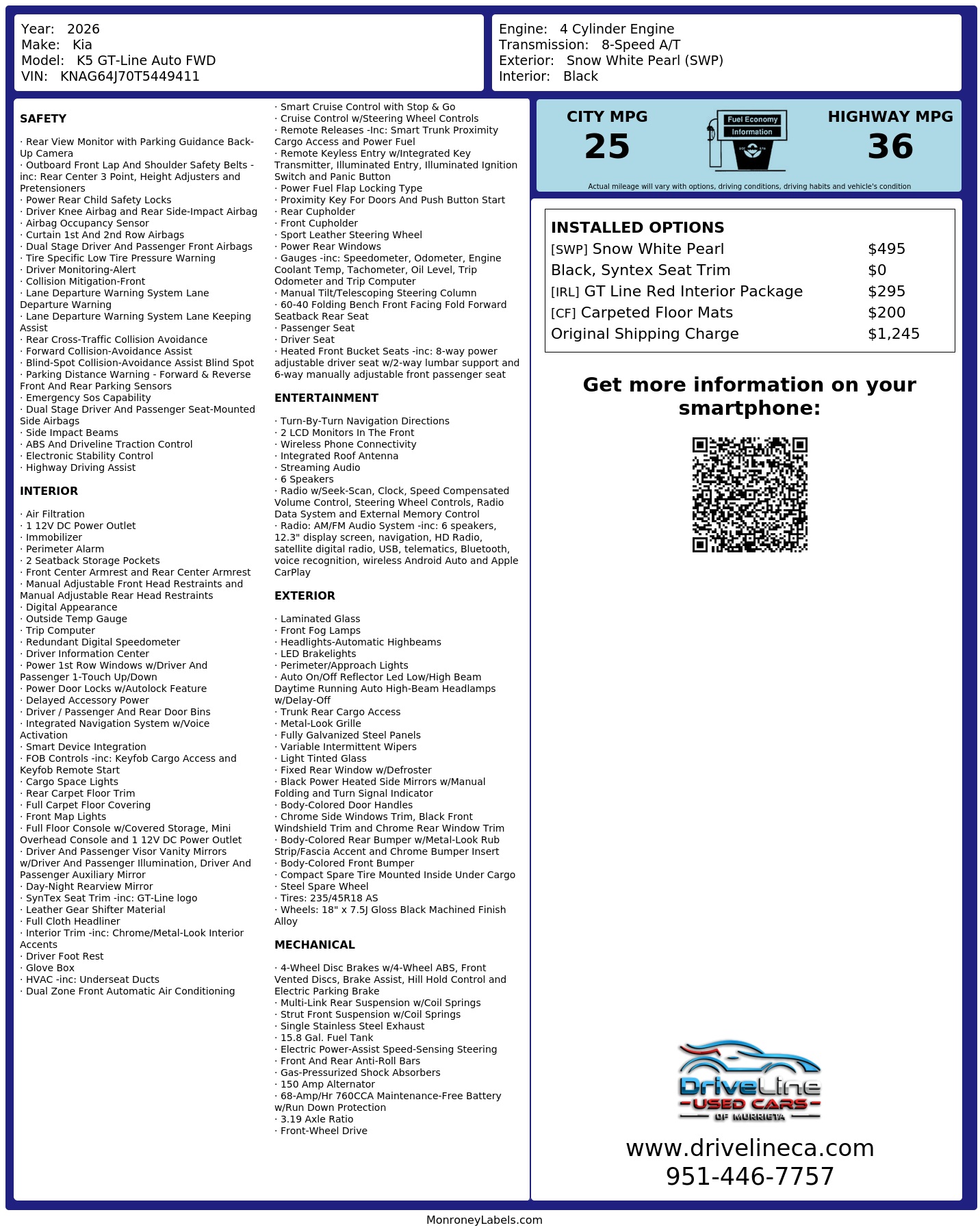 Monroney Label