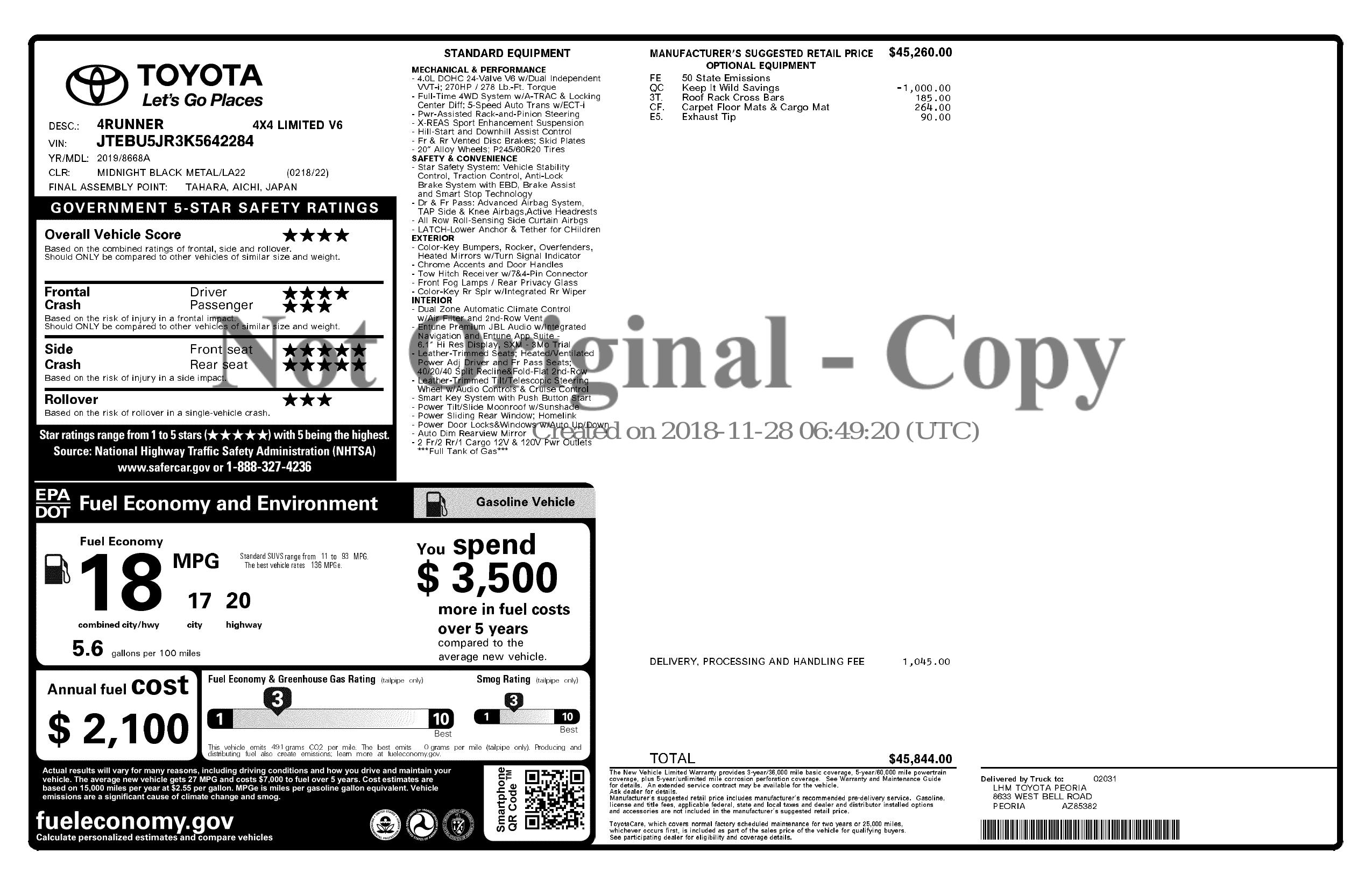 Monroney Label