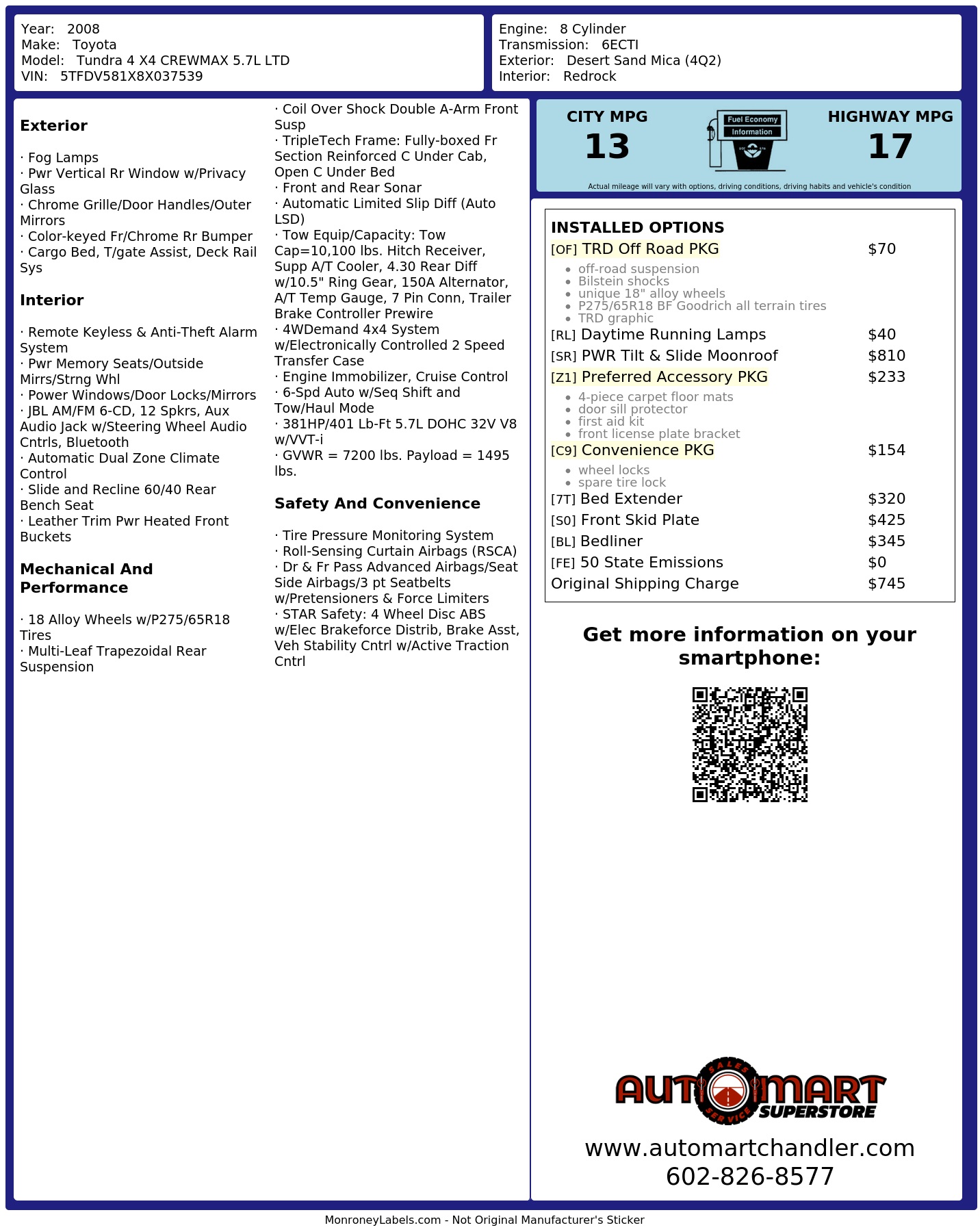 Monroney Label