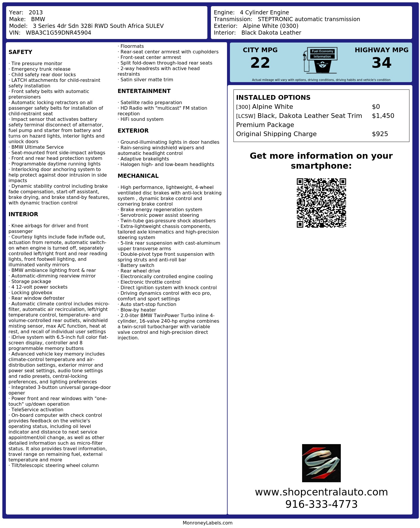 Monroney Label