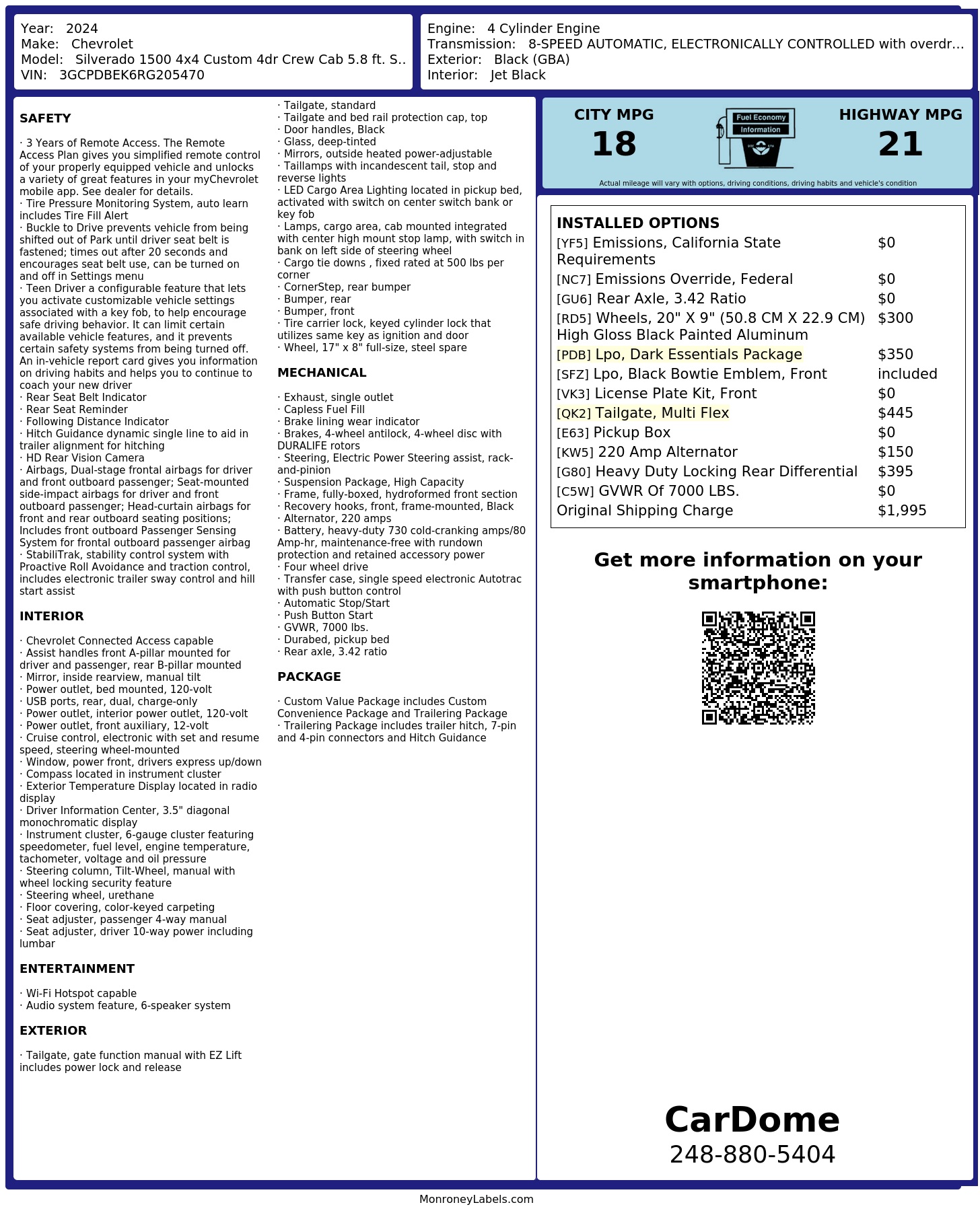 Monroney Label