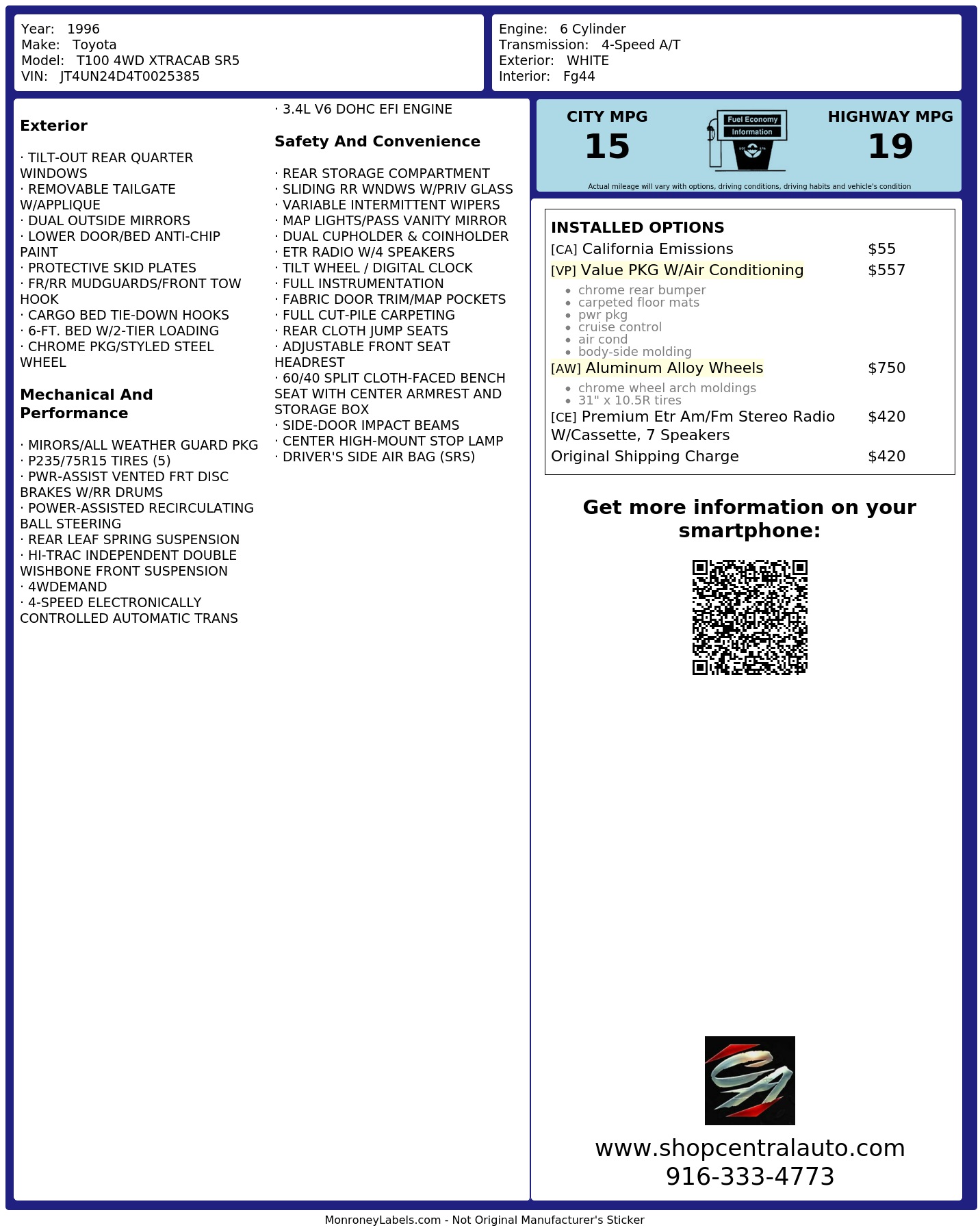 Monroney Label