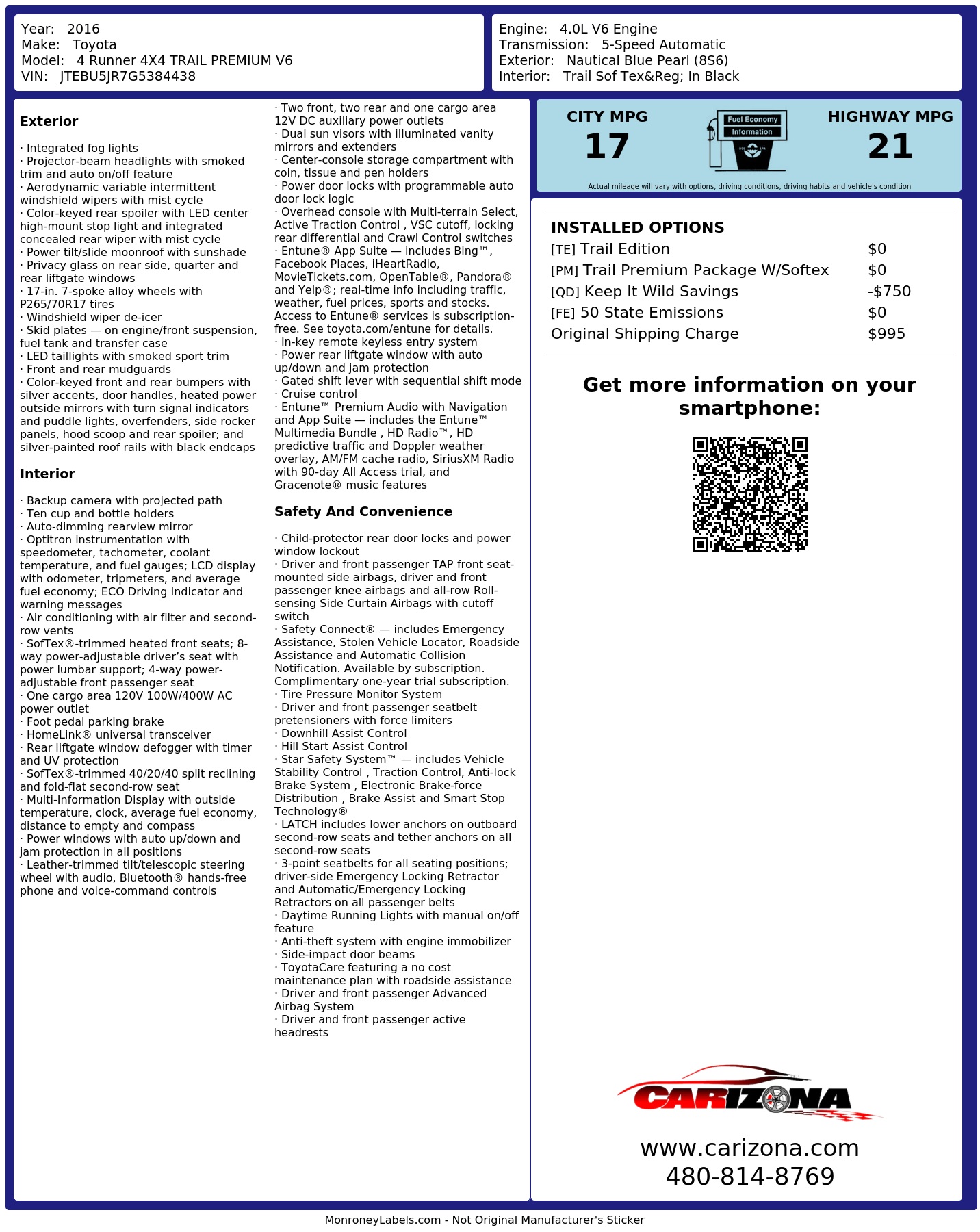 Monroney Label
