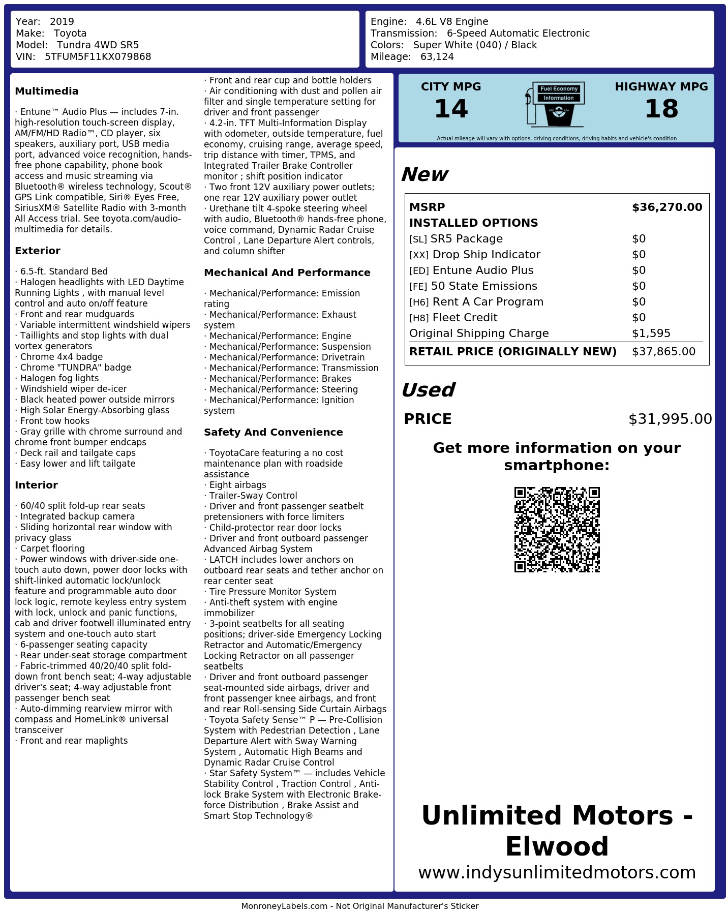 Monroney Label