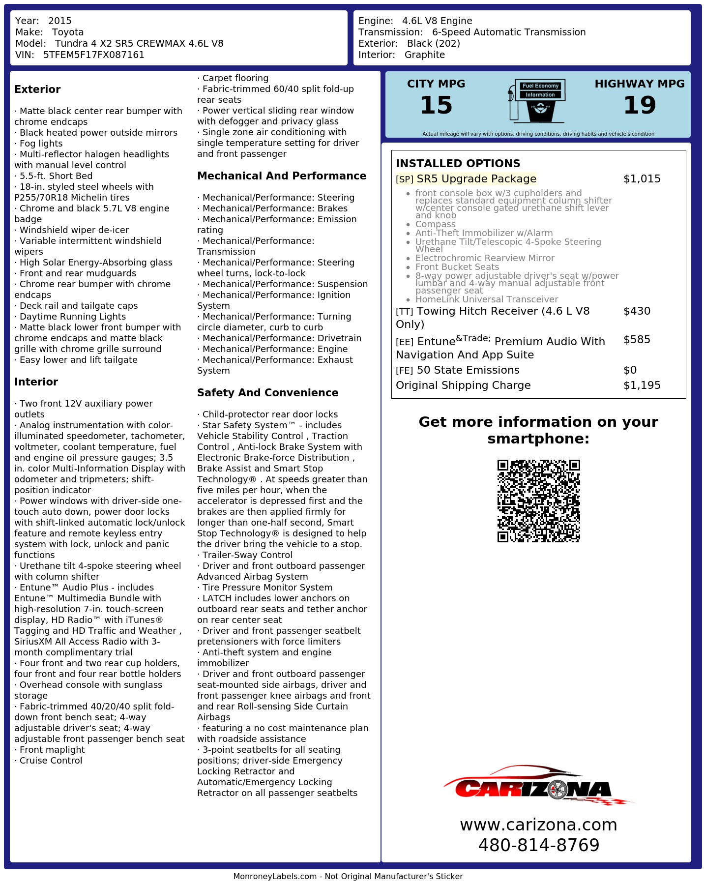 Monroney Label